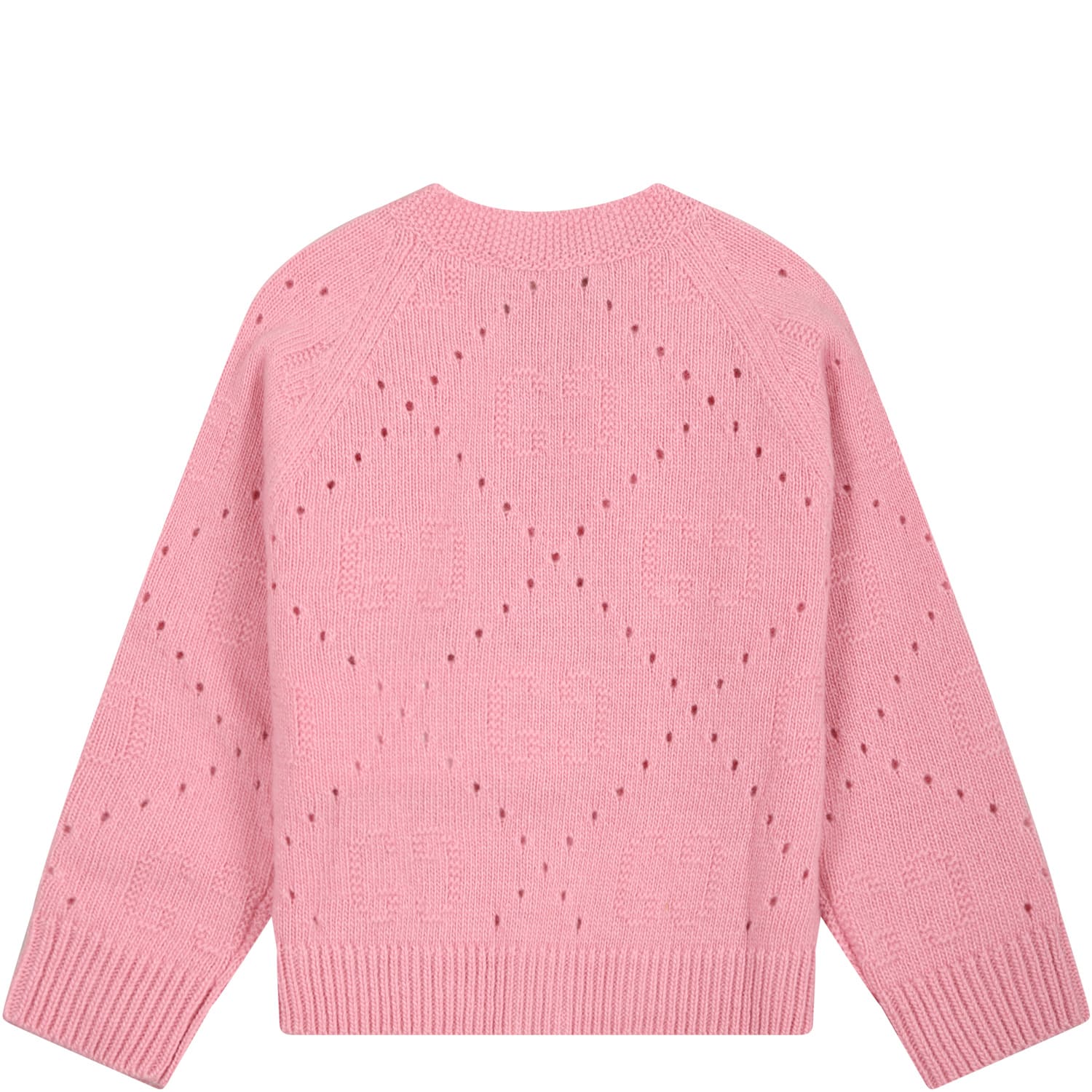 Shop Gucci Pink Cardigan For Baby Girl With Gg