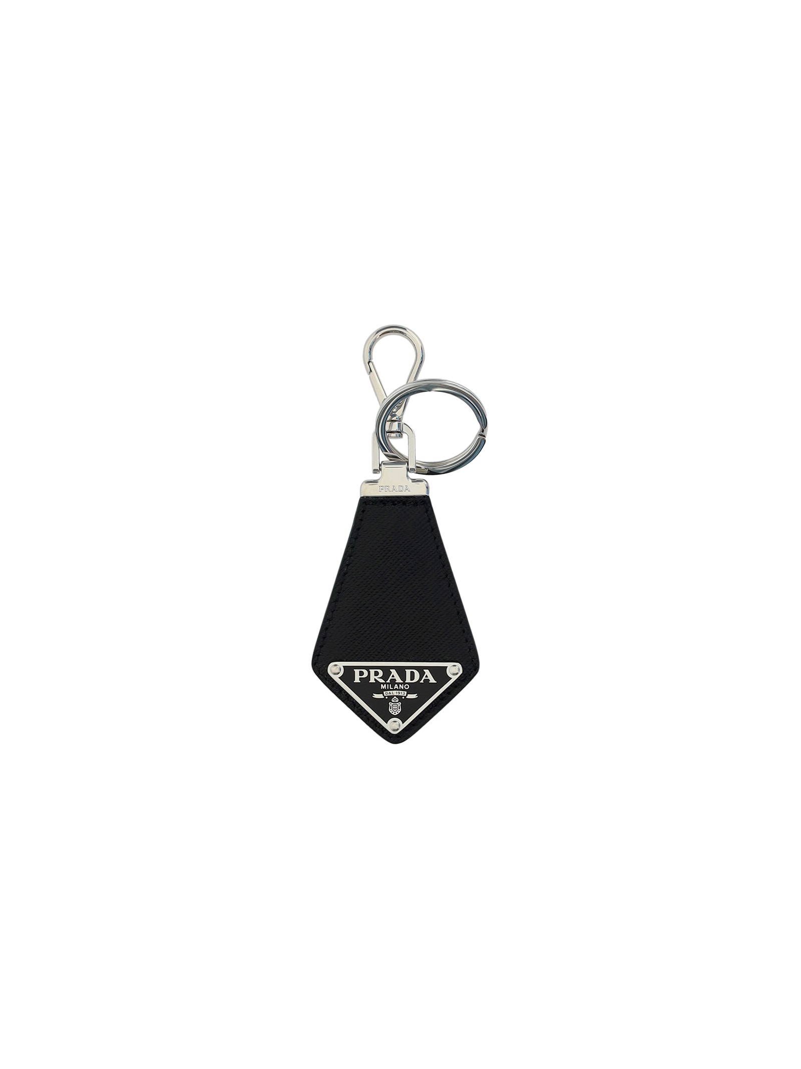 Shop Prada Keyring In Black