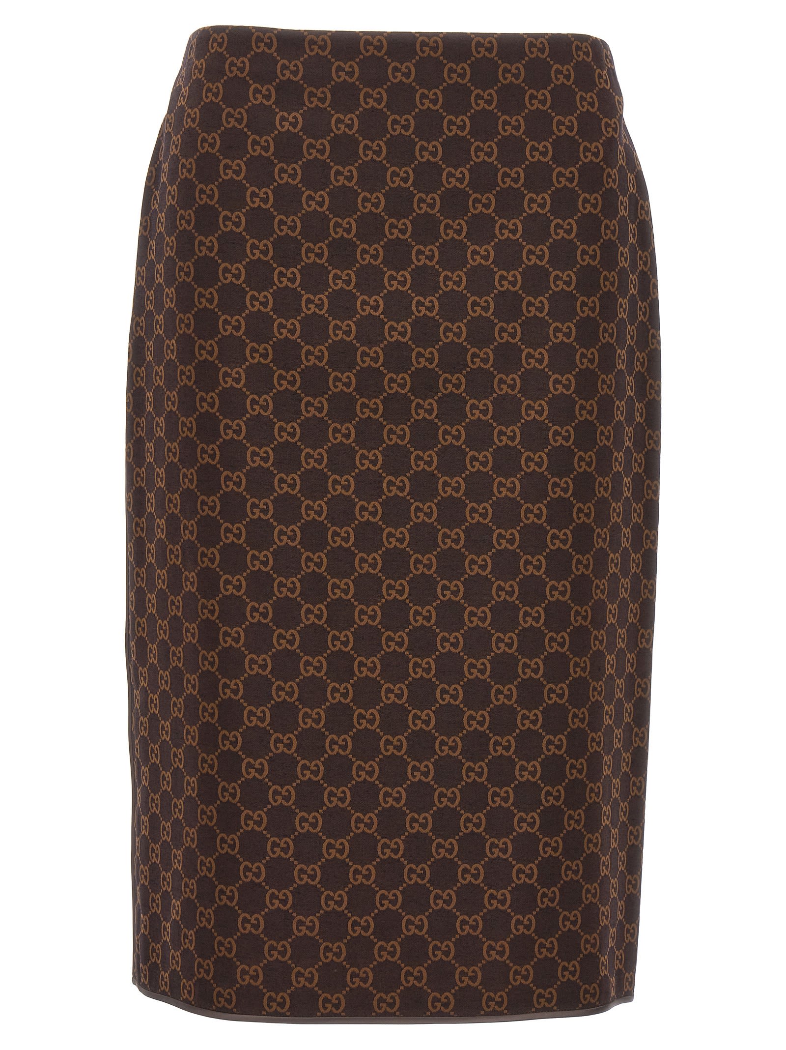 Shop Gucci Gg Skirt In Brown