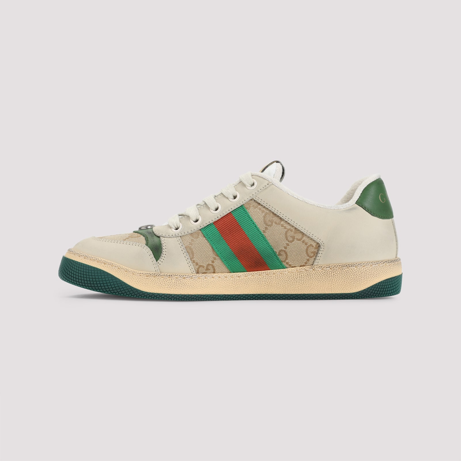 Gucci Screener Distressed Low-top Sneakers In Neutral