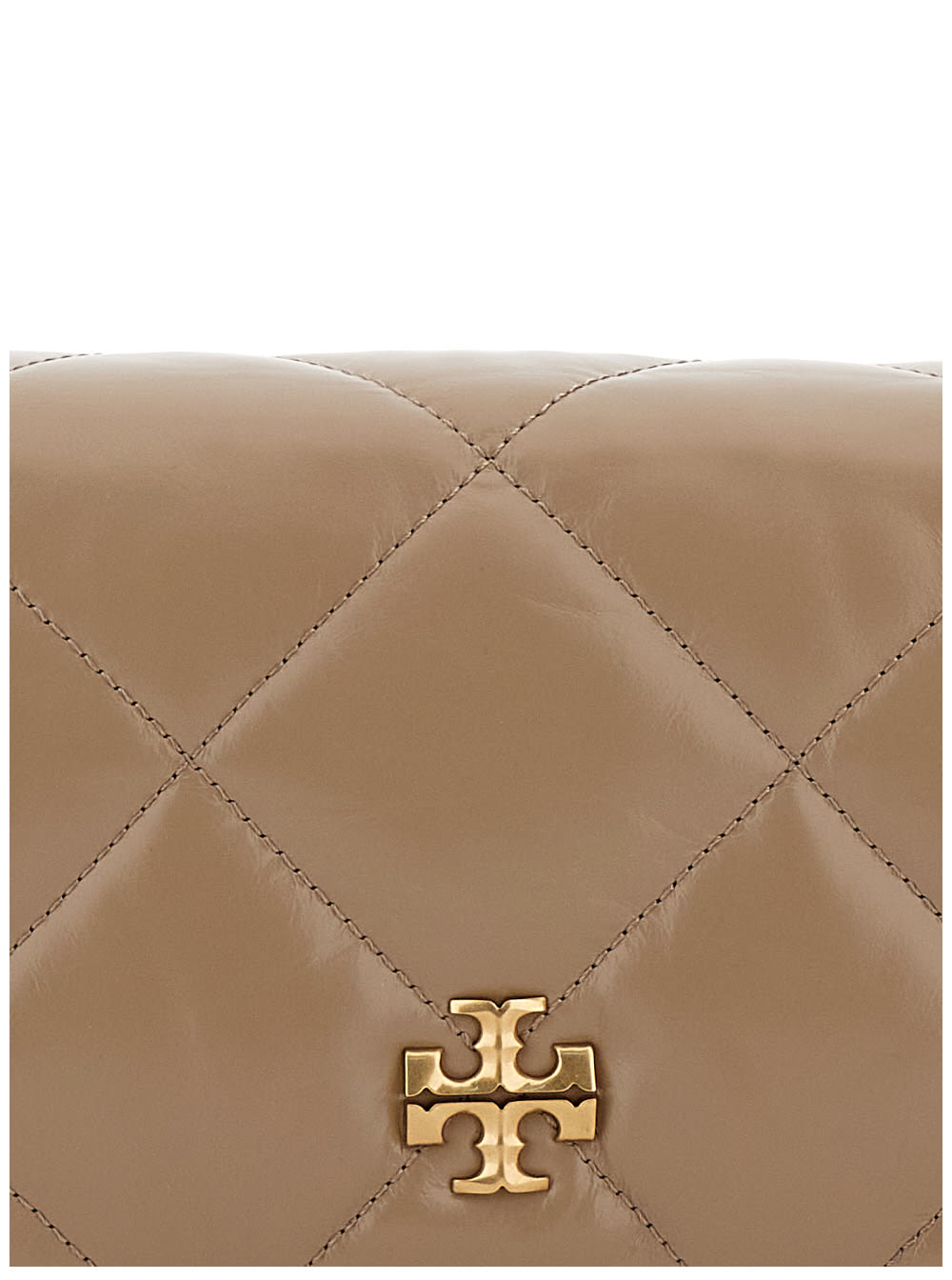 Shop Tory Burch Wallet On Chain Kira Diamond Bag In Beige