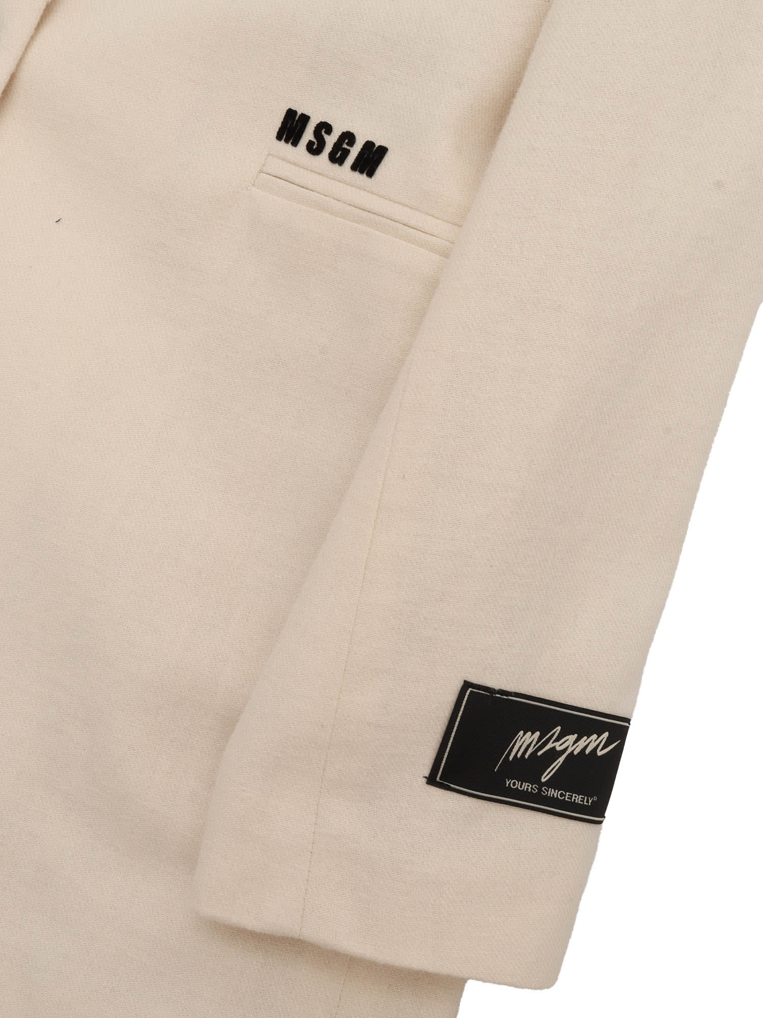 Msgm Brushed Viyella Blazer Girl Crema/cream In White