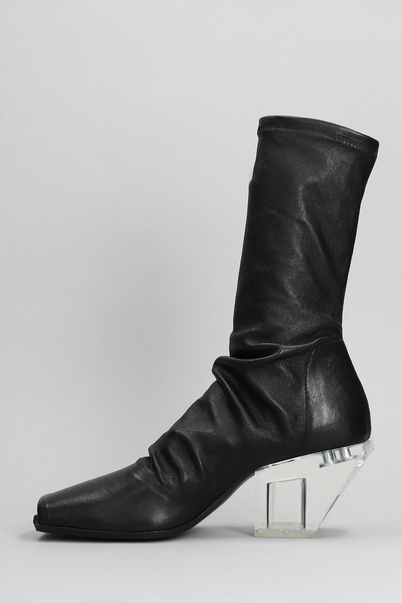 Shop Rick Owens Stretch Sliver High Heels Ankle Boots In Black Leather