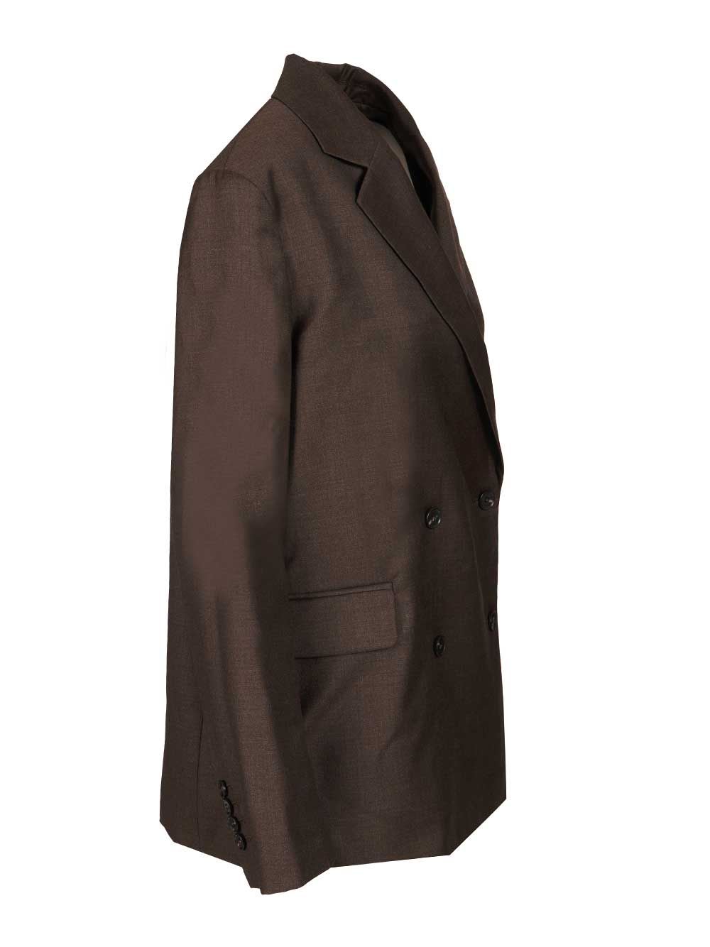 Loulou Studio Donau Double-breasted Blazer In Brown