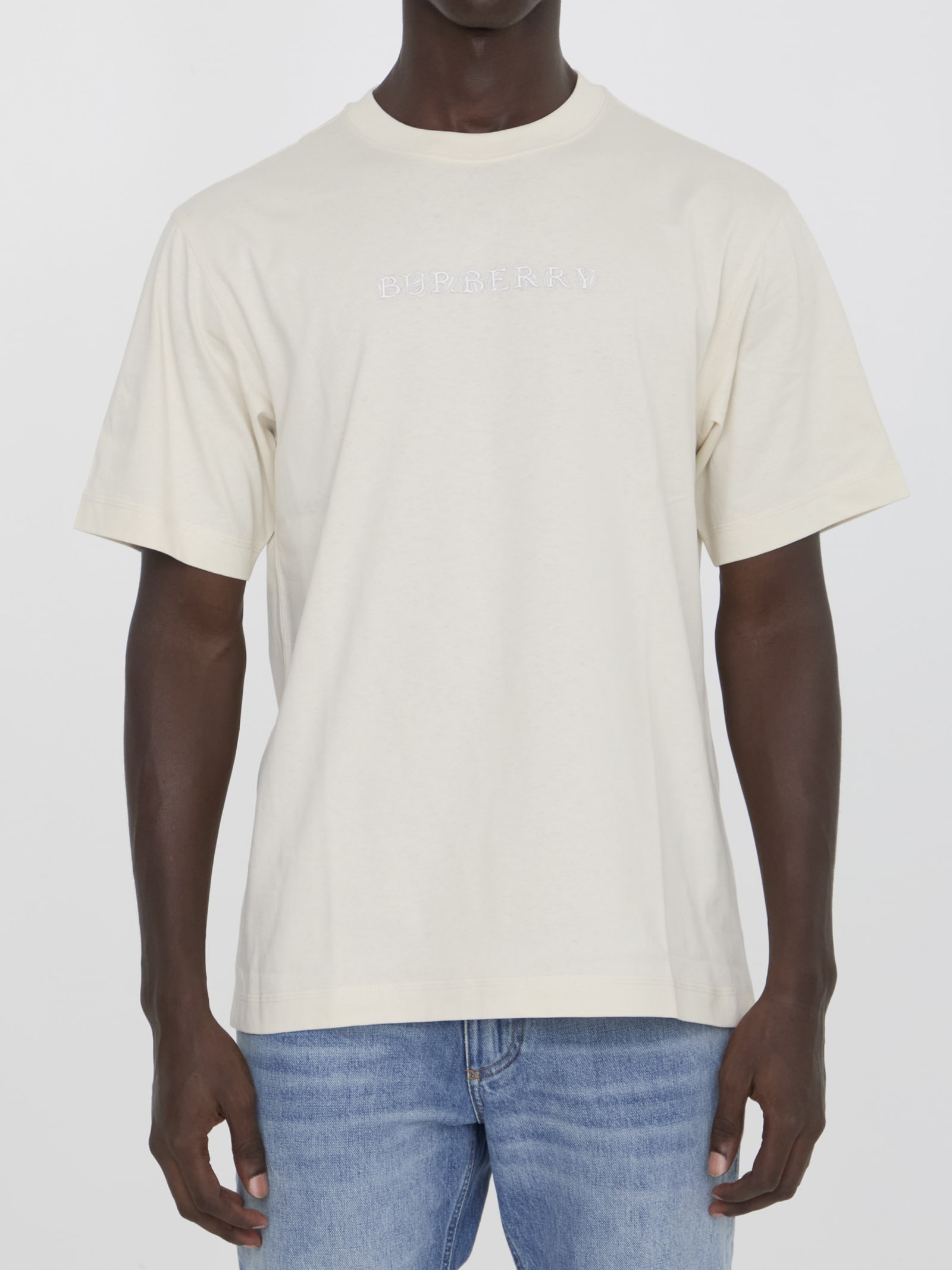 Shop Burberry Paisley Logo T-shirt In Cream