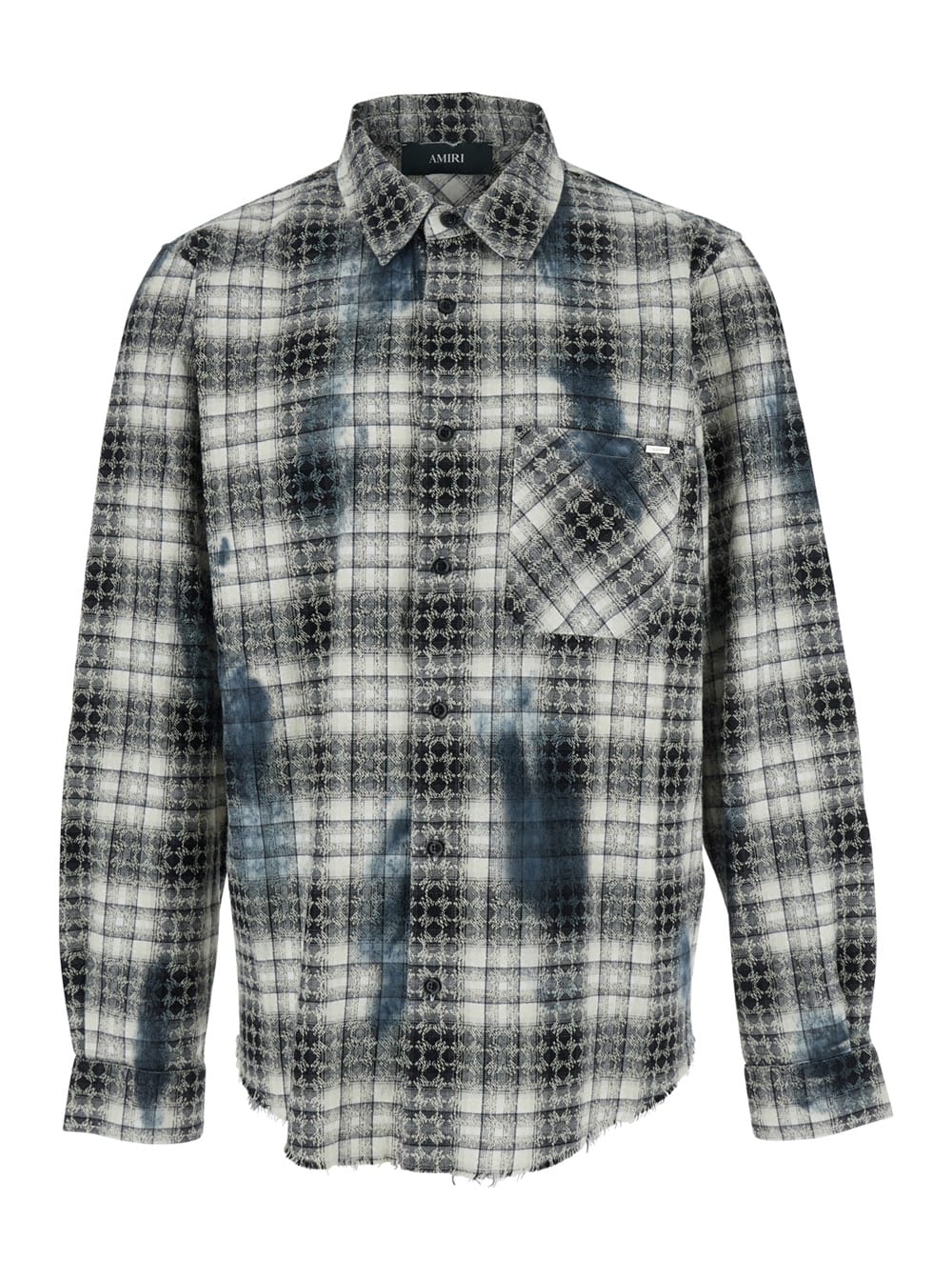 Amiri Ma Quad Bleach Splatter Flannel Button-up Shirt In Black