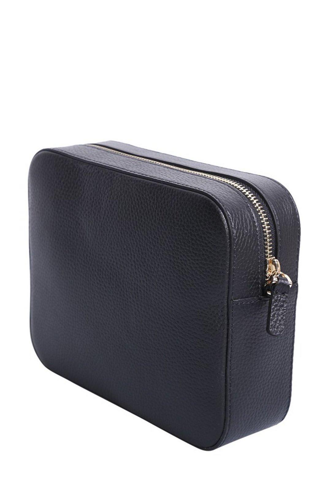 Coccinelle Elegant Black Leather Shoulder Bag With Contrasting Details In Black
