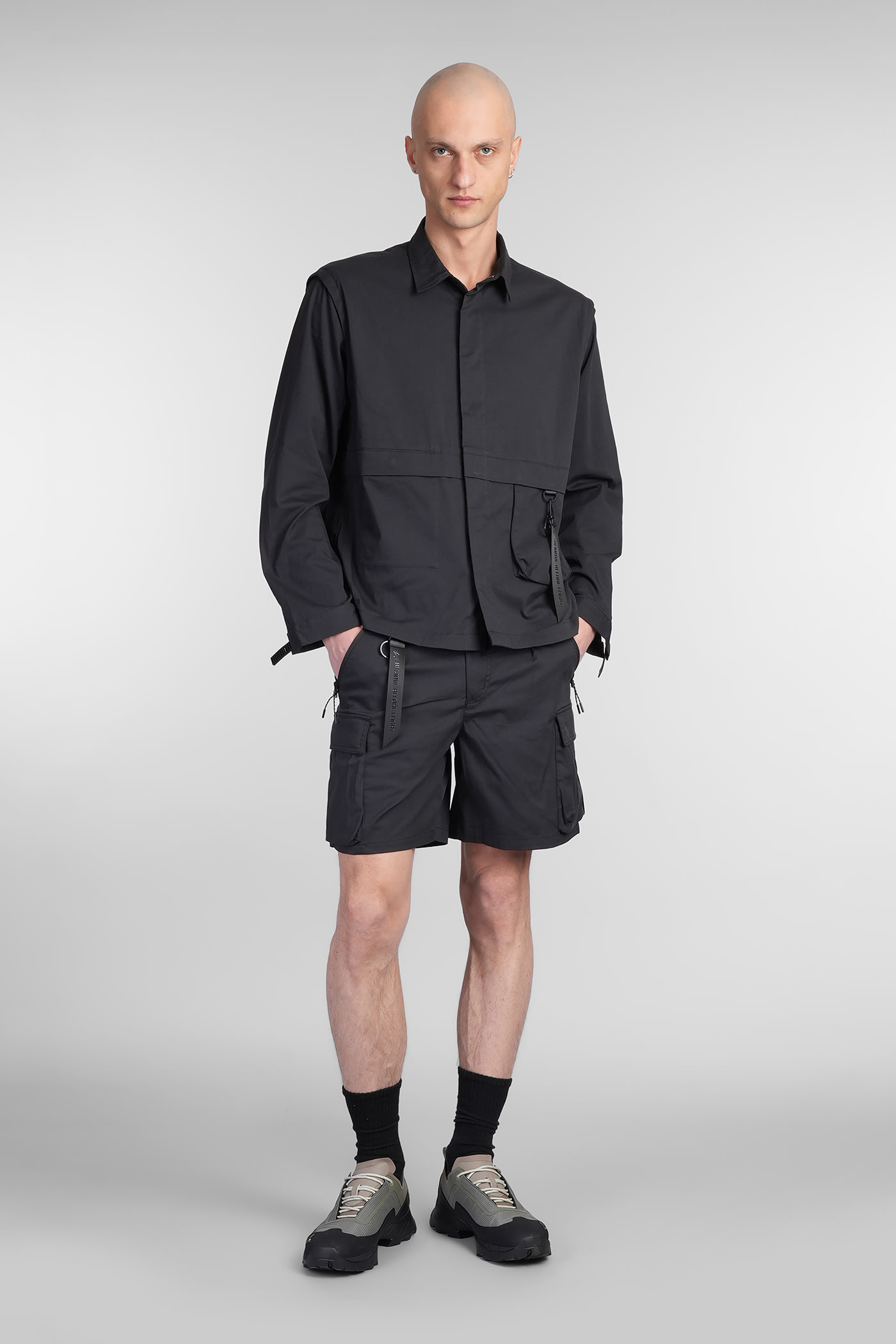 ALPHA INDUSTRIES UTILITY OVERSHIRT SHIRT IN BLACK COTTON
