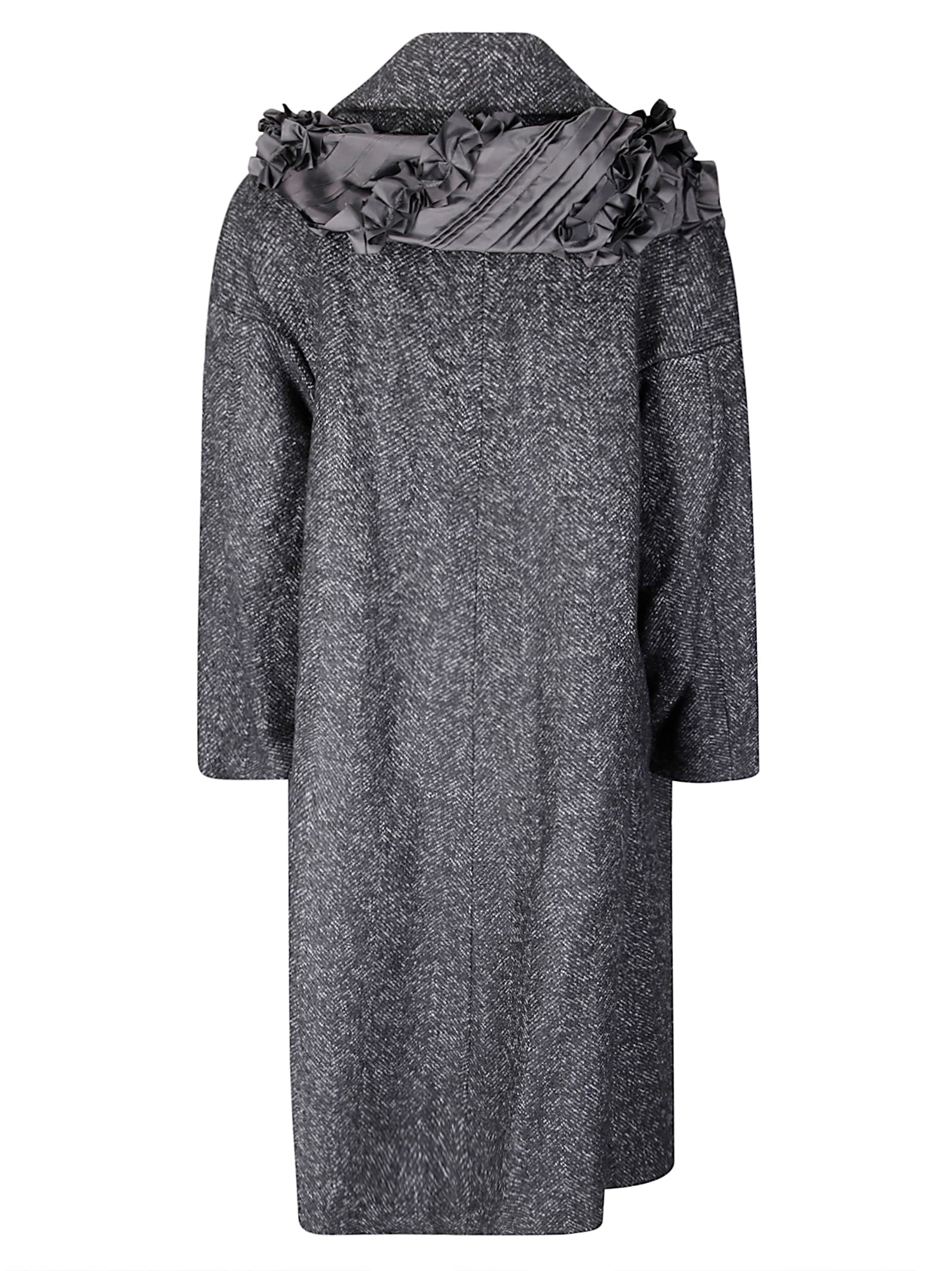Comme Des Garçons Long Coat With Textured Fabric In Black