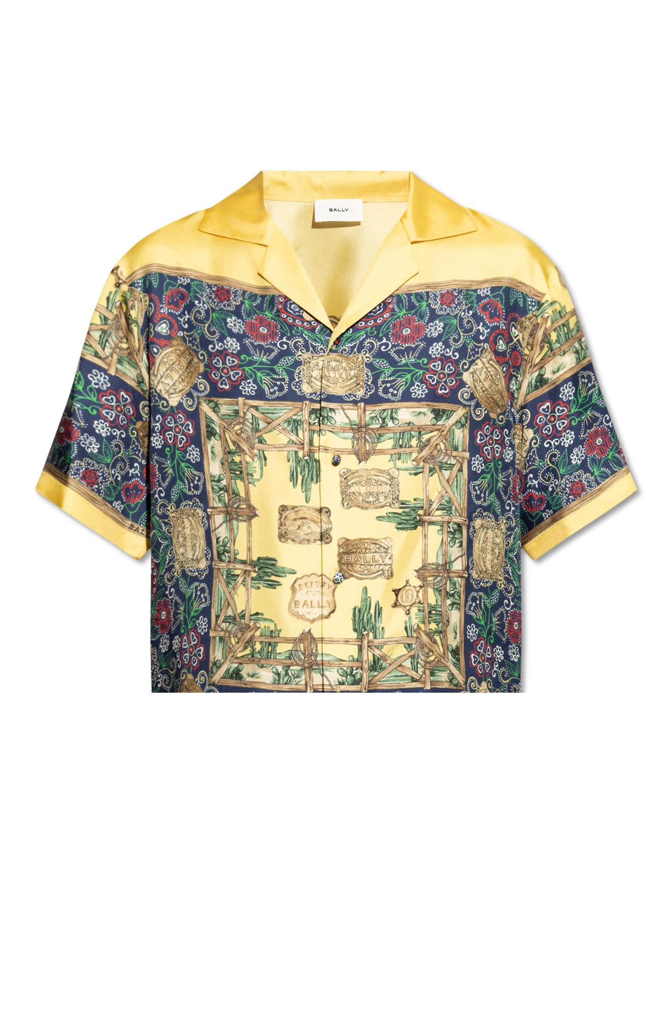 Shop Bally Silk Shirt In Yellow/multicolour