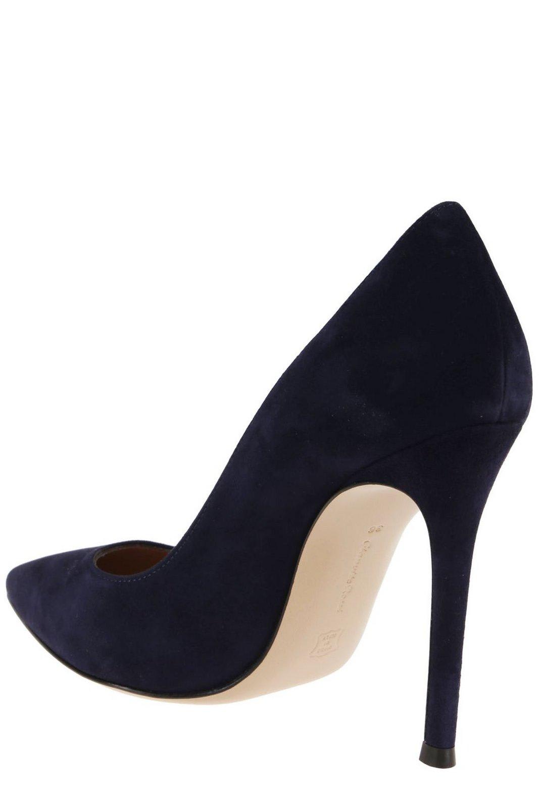 Shop Gianvito Rossi Pointed Toe Pumps In Blue