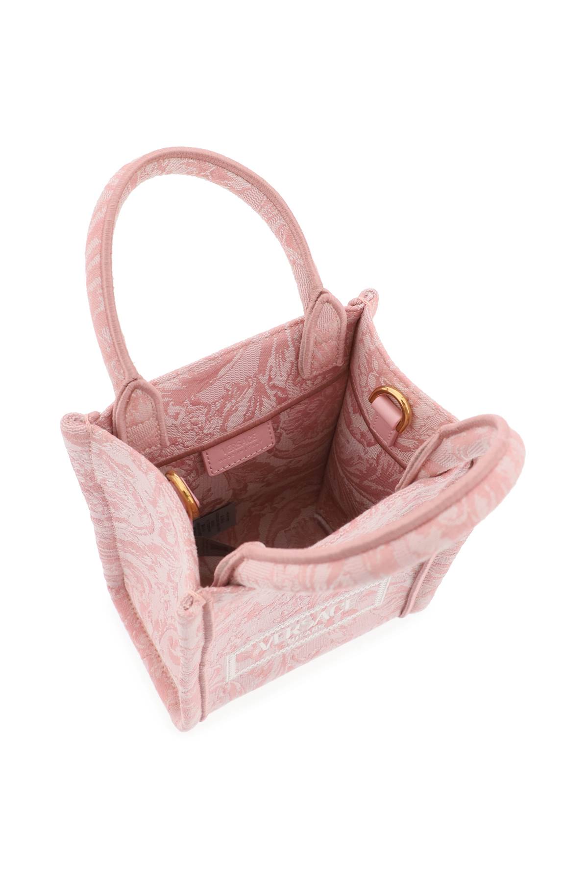 Shop Versace Athena Barocco Mini Tote Bag In Pale Pink English Rose Ve (pink)
