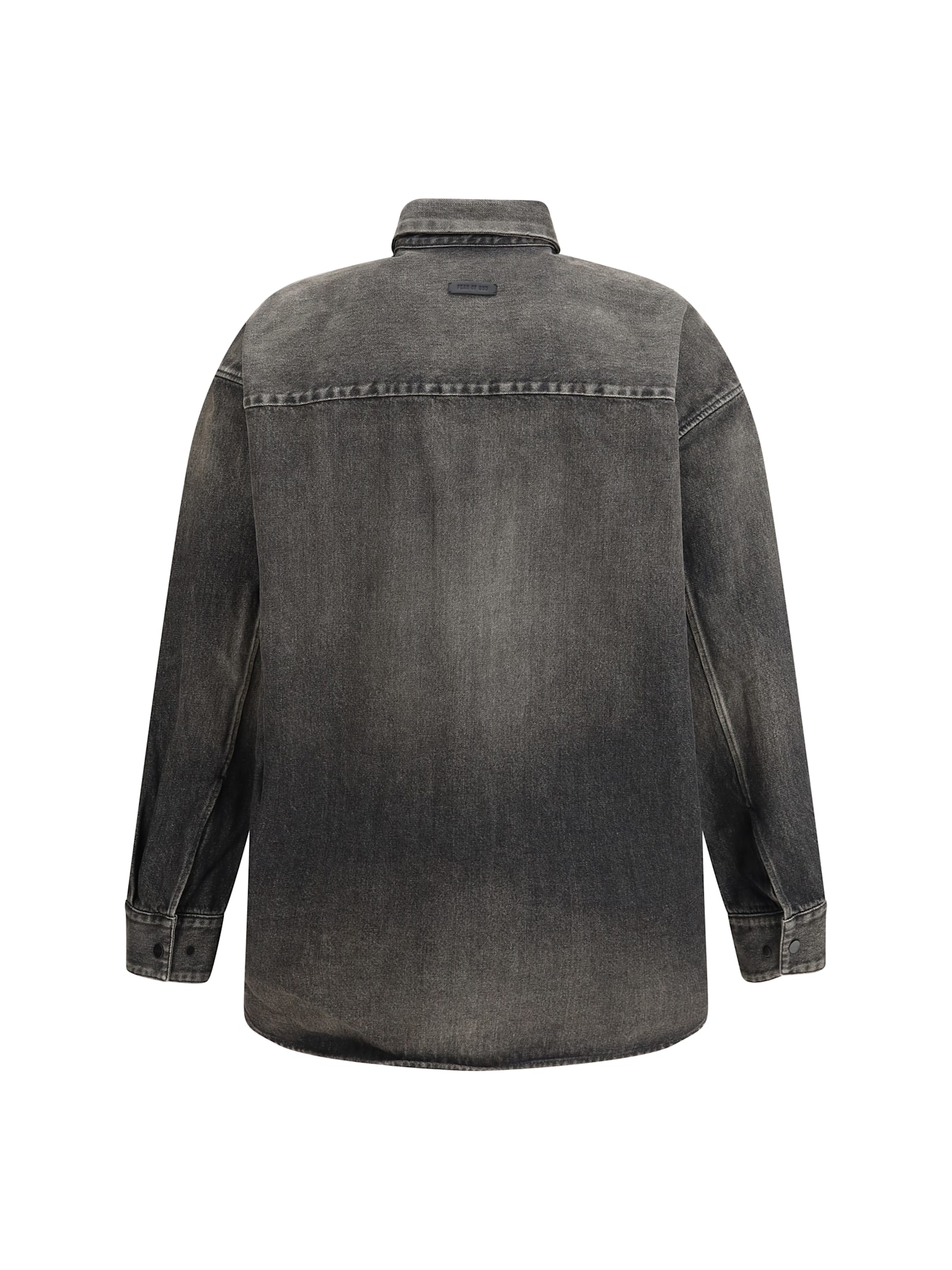 Fear Of God Men Snap Front Denim Overshirt In Black