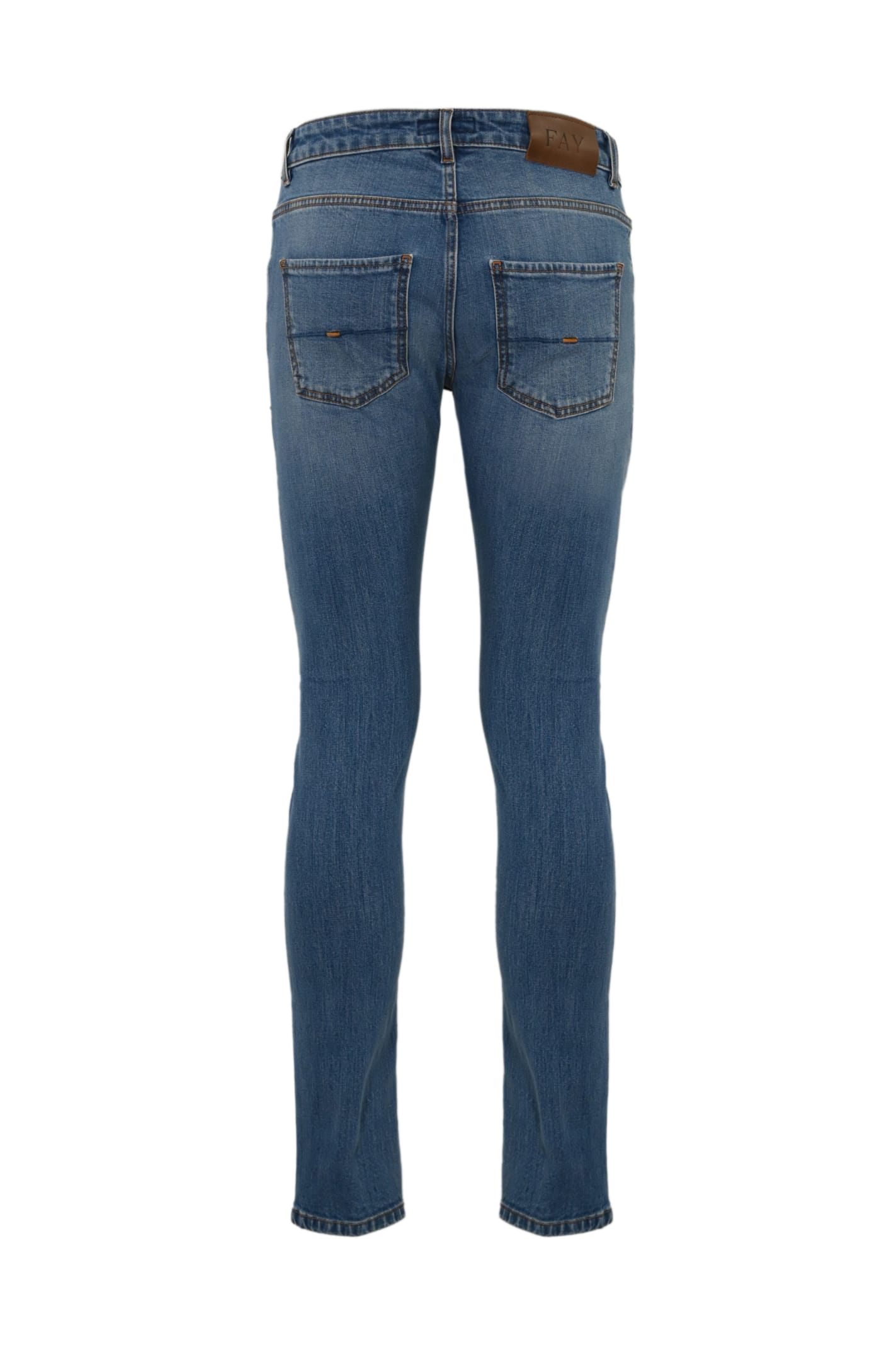 Shop Fay 5 Pocket Jeans In Medium Denim