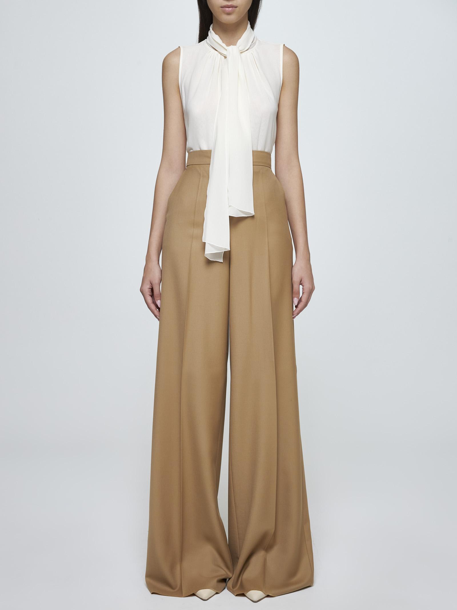 Max Mara Mela Pussy Bow Neck Silk Blouse In Vanilla
