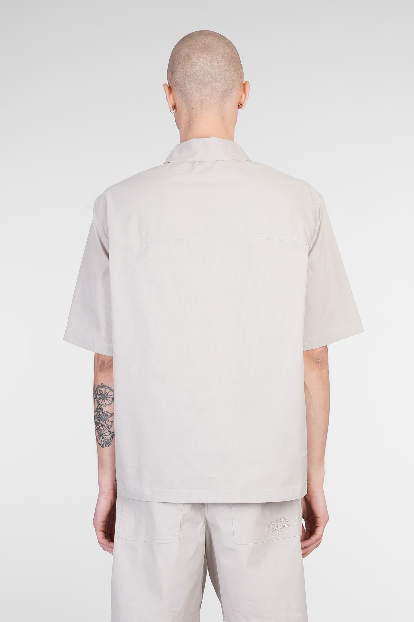 Shop Maison Kitsuné Shirt In Grey Cotton