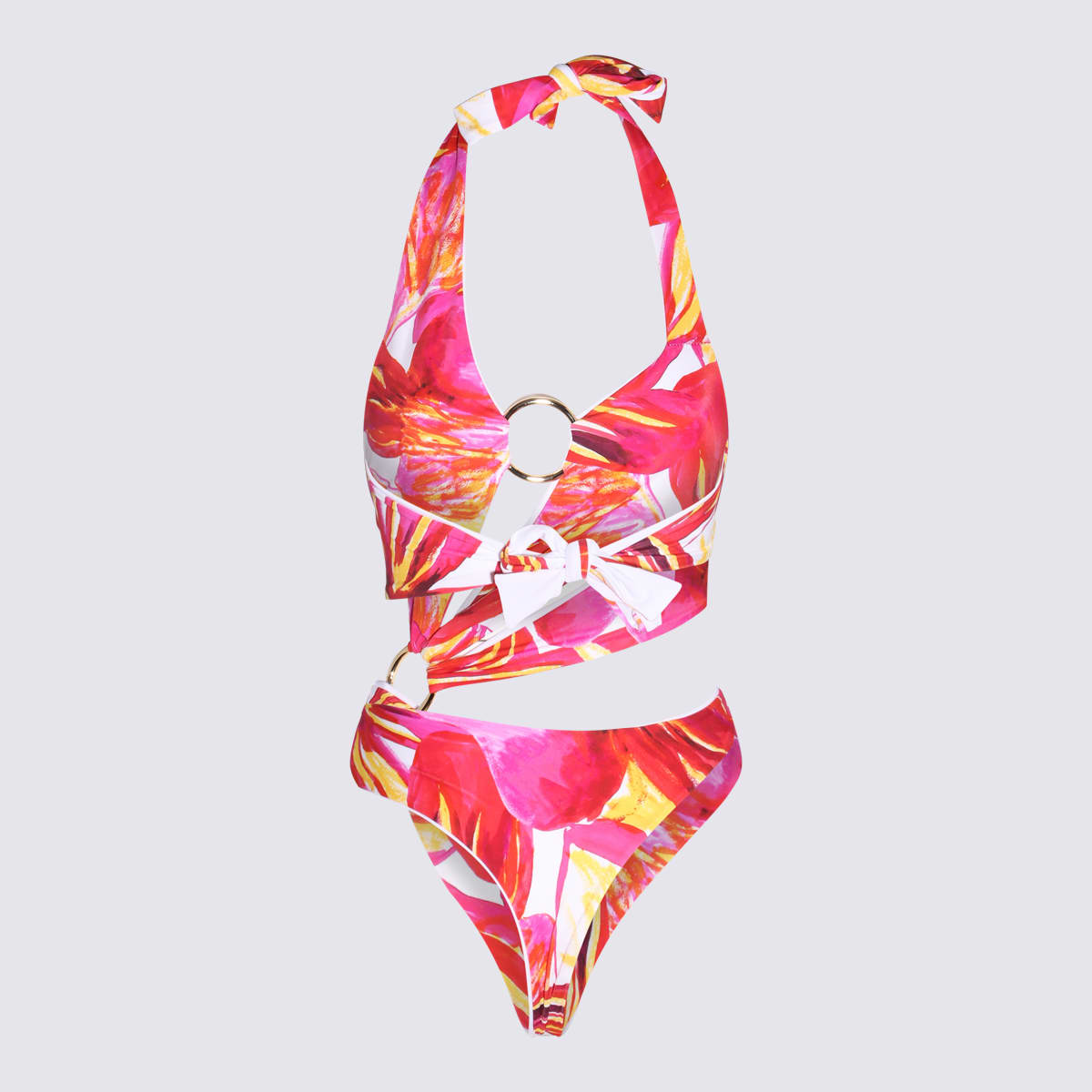 Shop Louisa Ballou Hot Pink One Piece Beachwear In Multi Pink