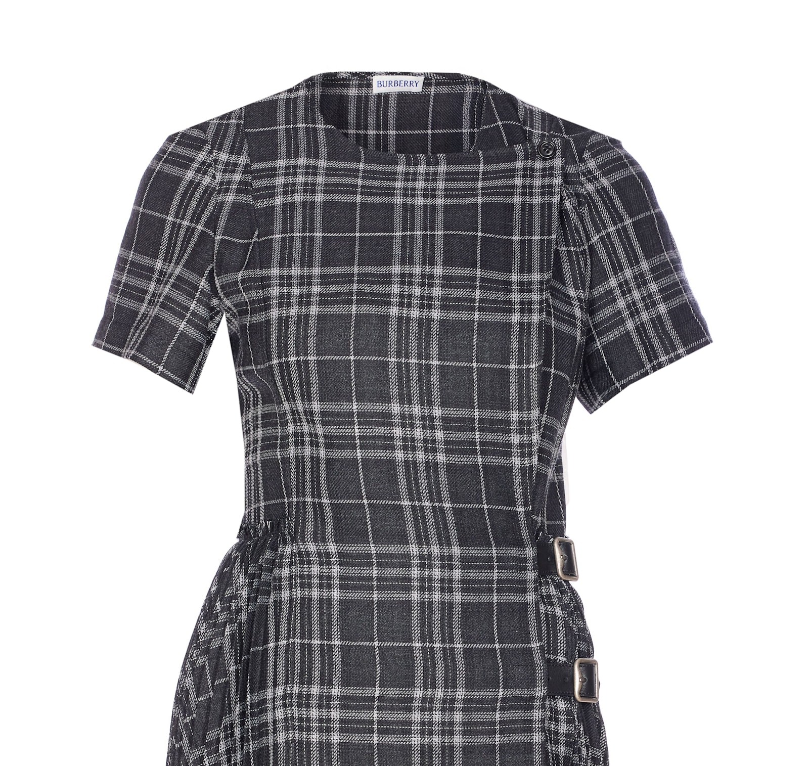 Burberry Meryl Check Pleated Midi Wrap Dress In Gray