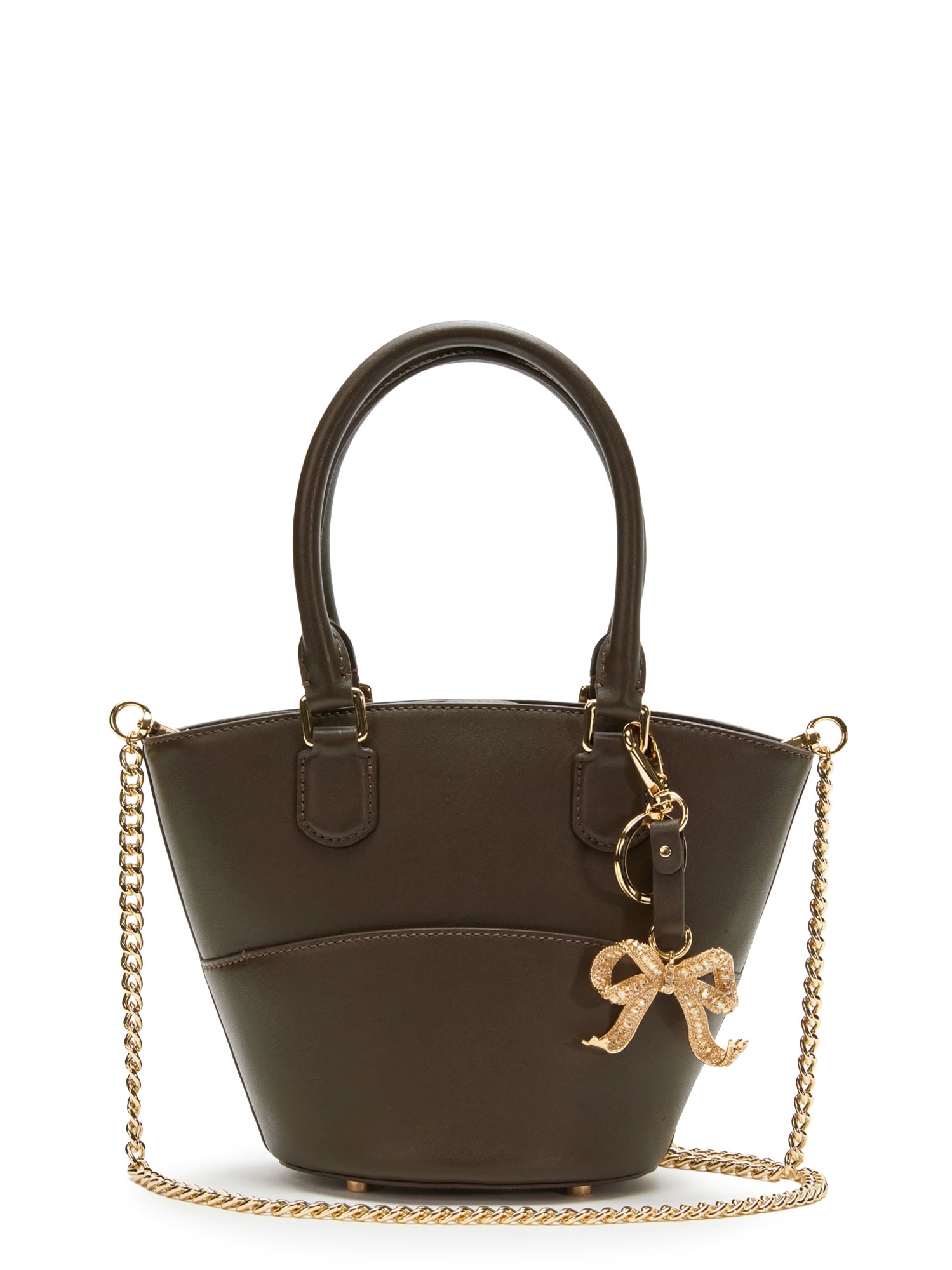 Self-portrait Self Portrait Women Leather Shoulder Bag With Iconic Charm In Brown