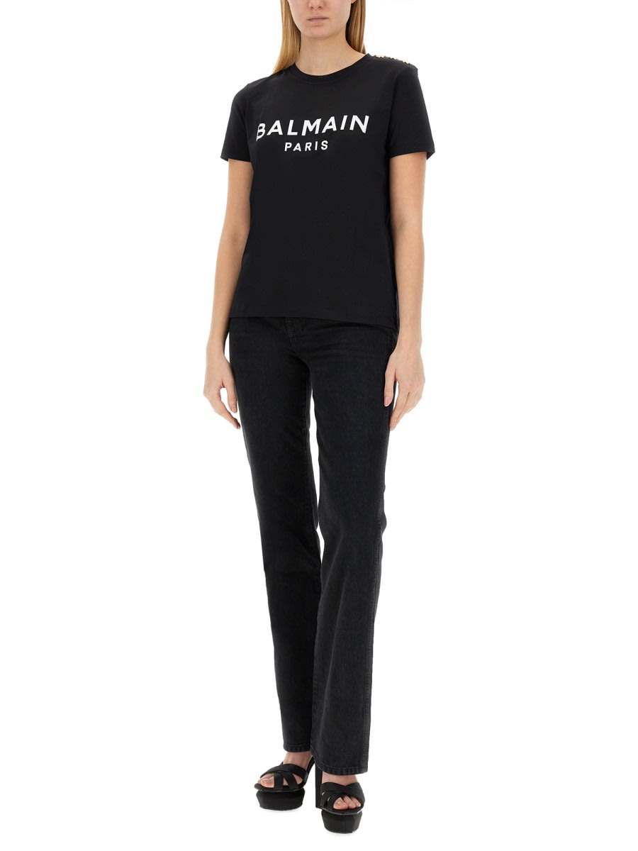 Shop Balmain T-shirt Con Stampa Logo In Black