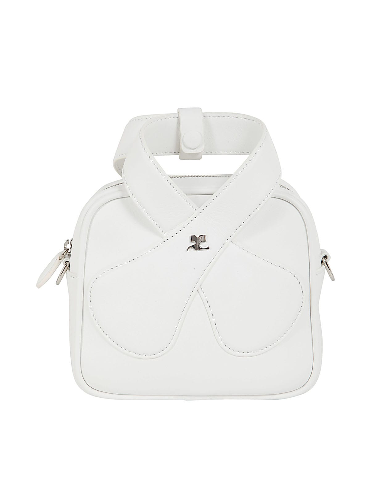 Courrèges Loop Logo Plaque Mini Top Handle Bag In Heritage White