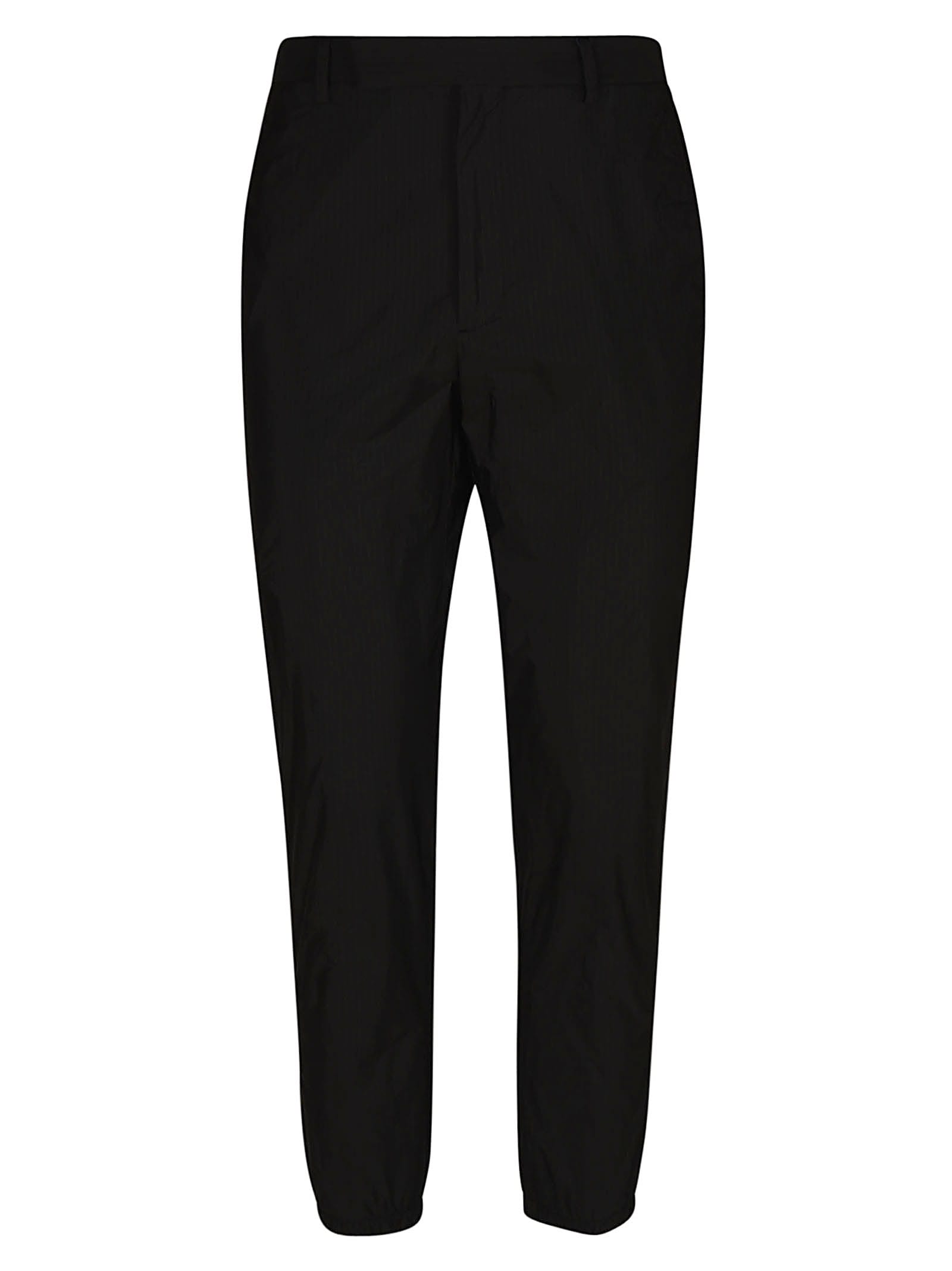 Shop Prada Regular Plain Trousers In Black