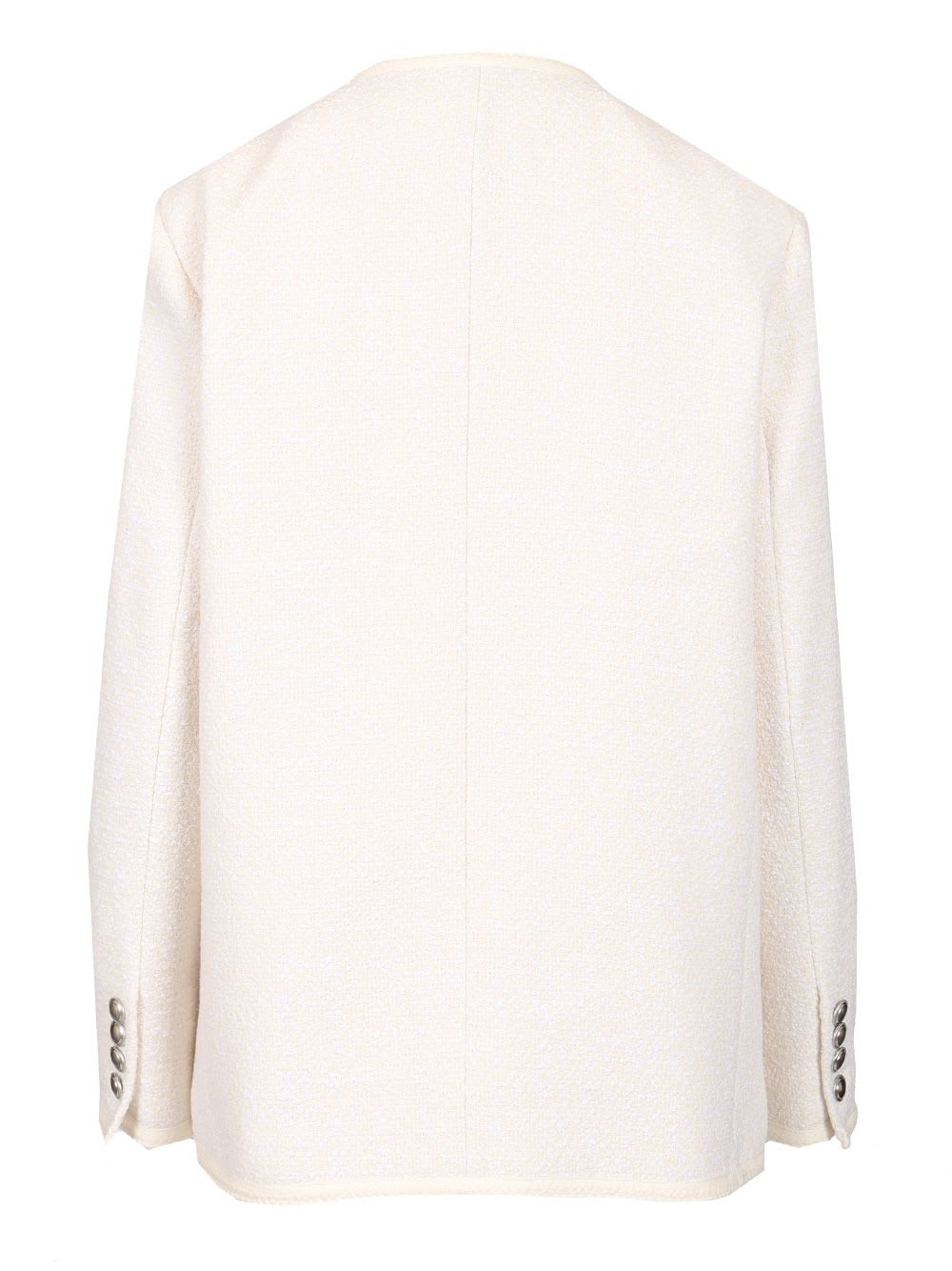 Dunst Collarless Tweed Jacket In Ivory