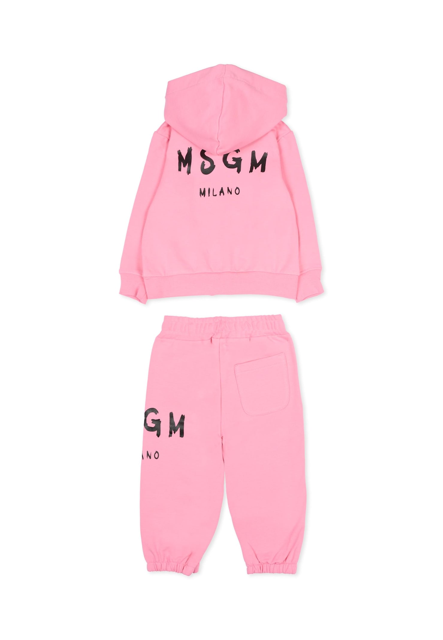Msgm Pink Set For Baby Girl With Logo In Pink