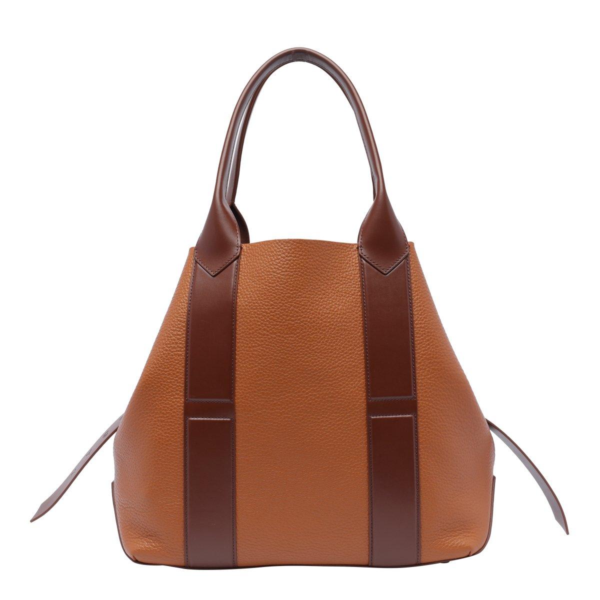 Hogan Structured Medium Shoulder Bag With Contrast Panels In Brown