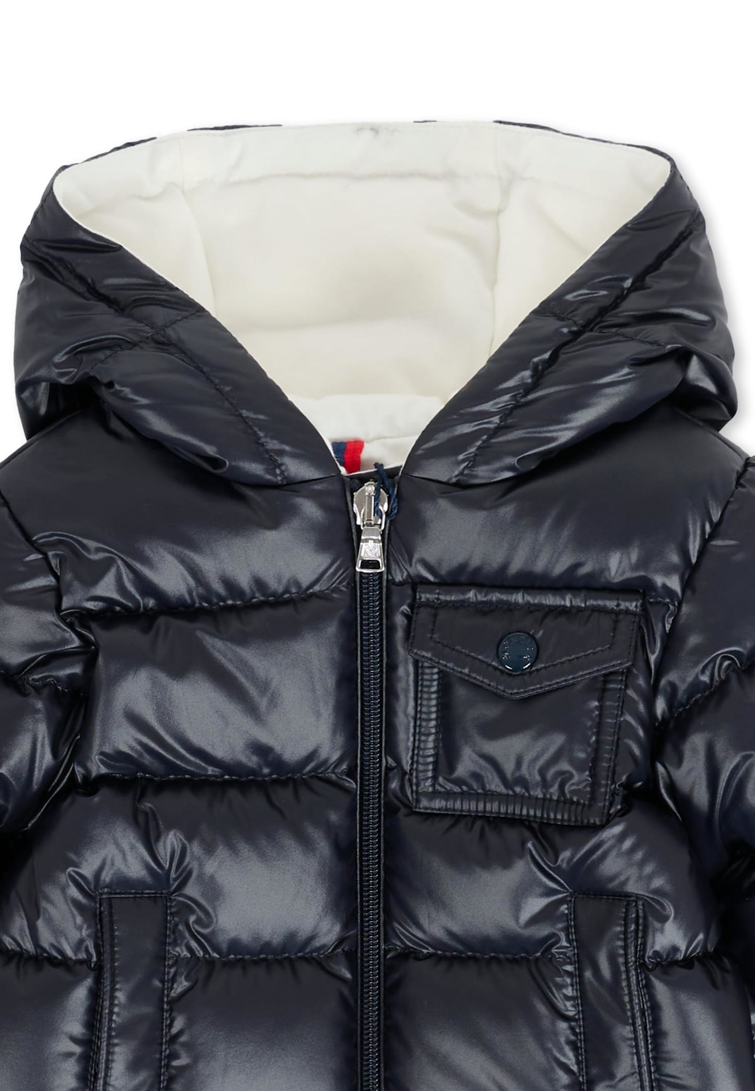 Moncler Blue Mesles Down Jacket For Babykids With Logo In Blue