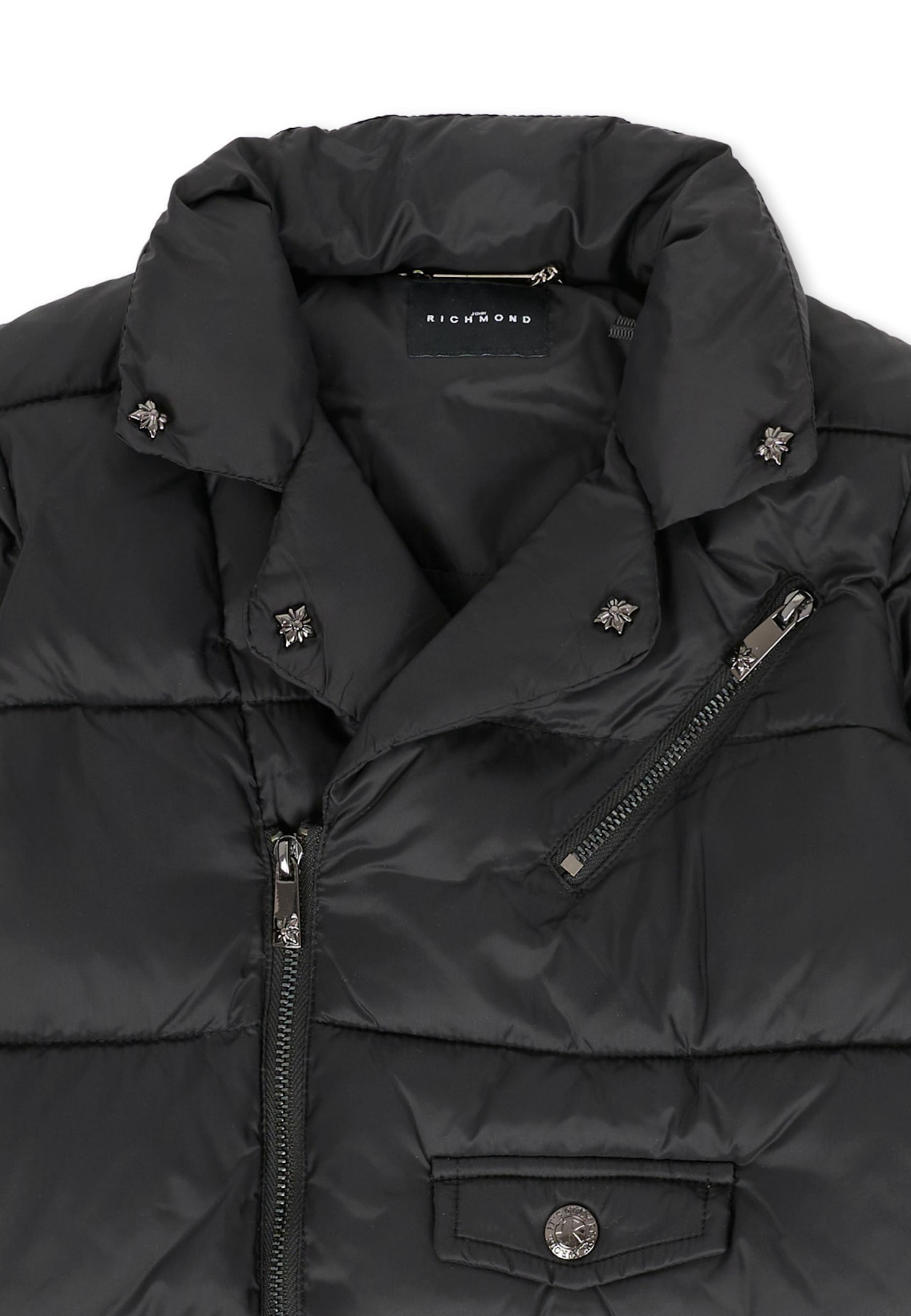 Richmond Black Down Jacket For Baby Girl With Logo In Black