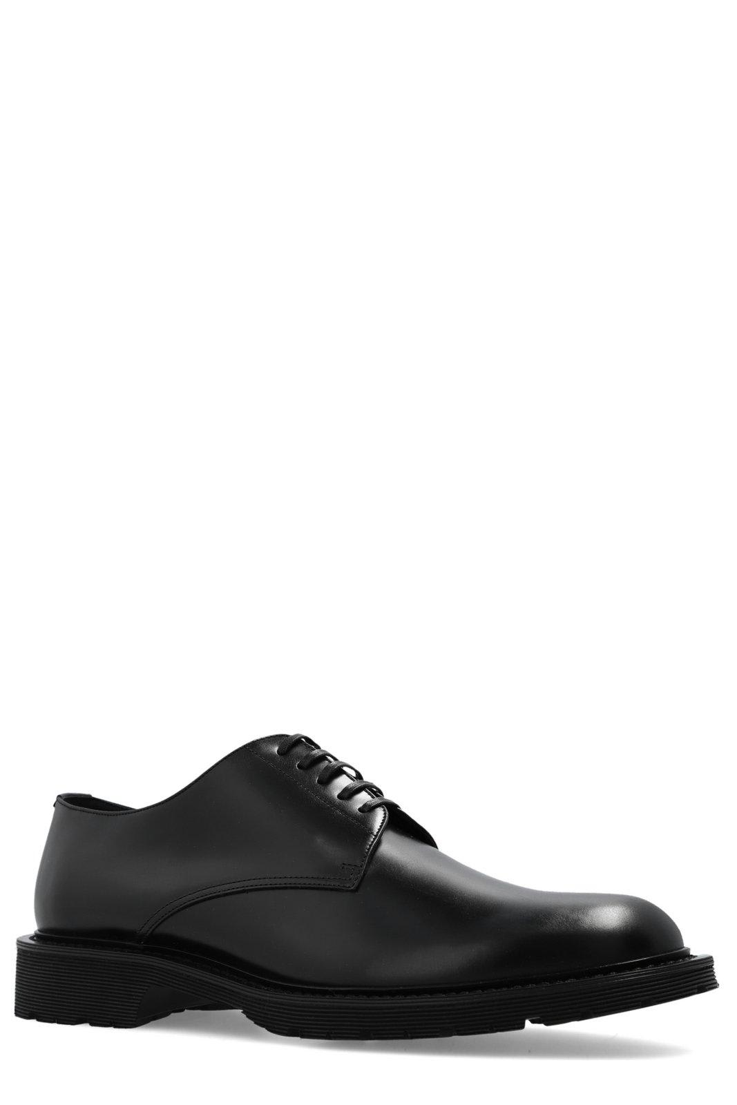 Saint Laurent Black Leather Lace-up Shoes In Black