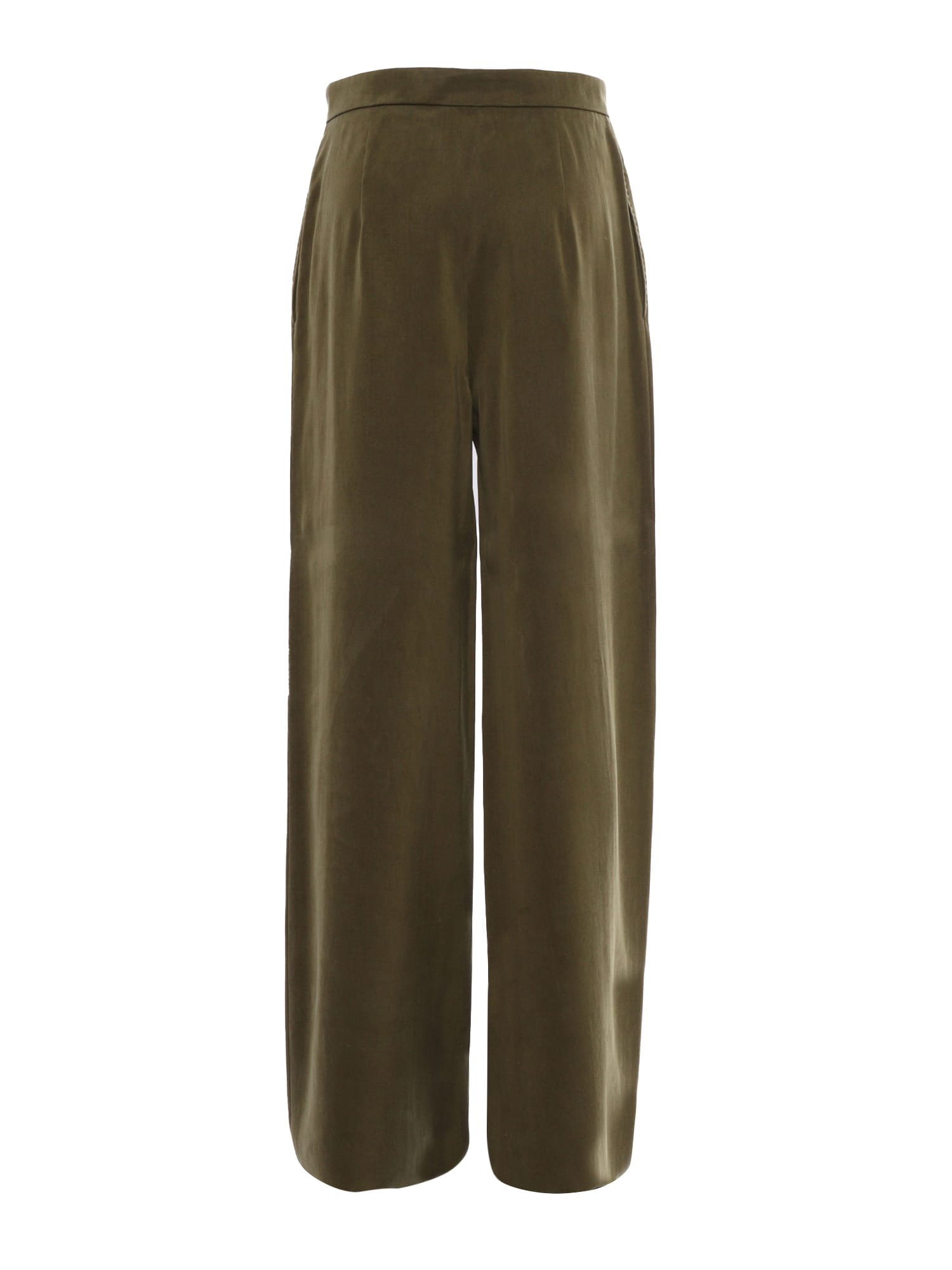 Max Mara Gardena Khaki Trousers In Green