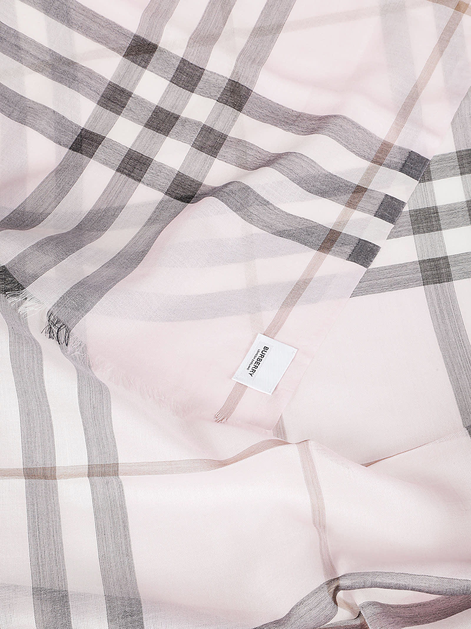 Burberry Giant Check Gauze Scarf In Pale Candy Pink