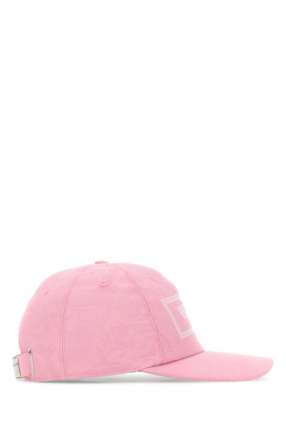Shop Versace Pink Cotton Baseball Cap In Pinkwhite