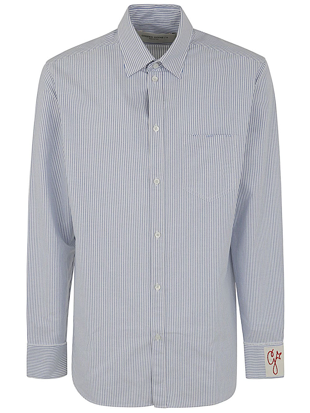 Shop Golden Goose Golden M`s Regular Striped Oxford Shirt In White Infinity