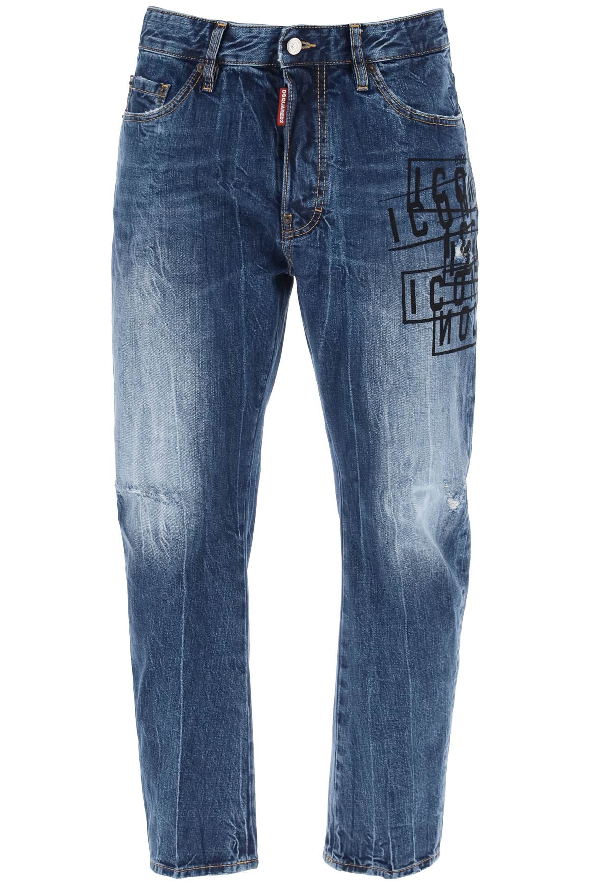 Shop Dsquared2 Dark Wash Icon Stamps Bro Jeans In In Navy Blue (blue)