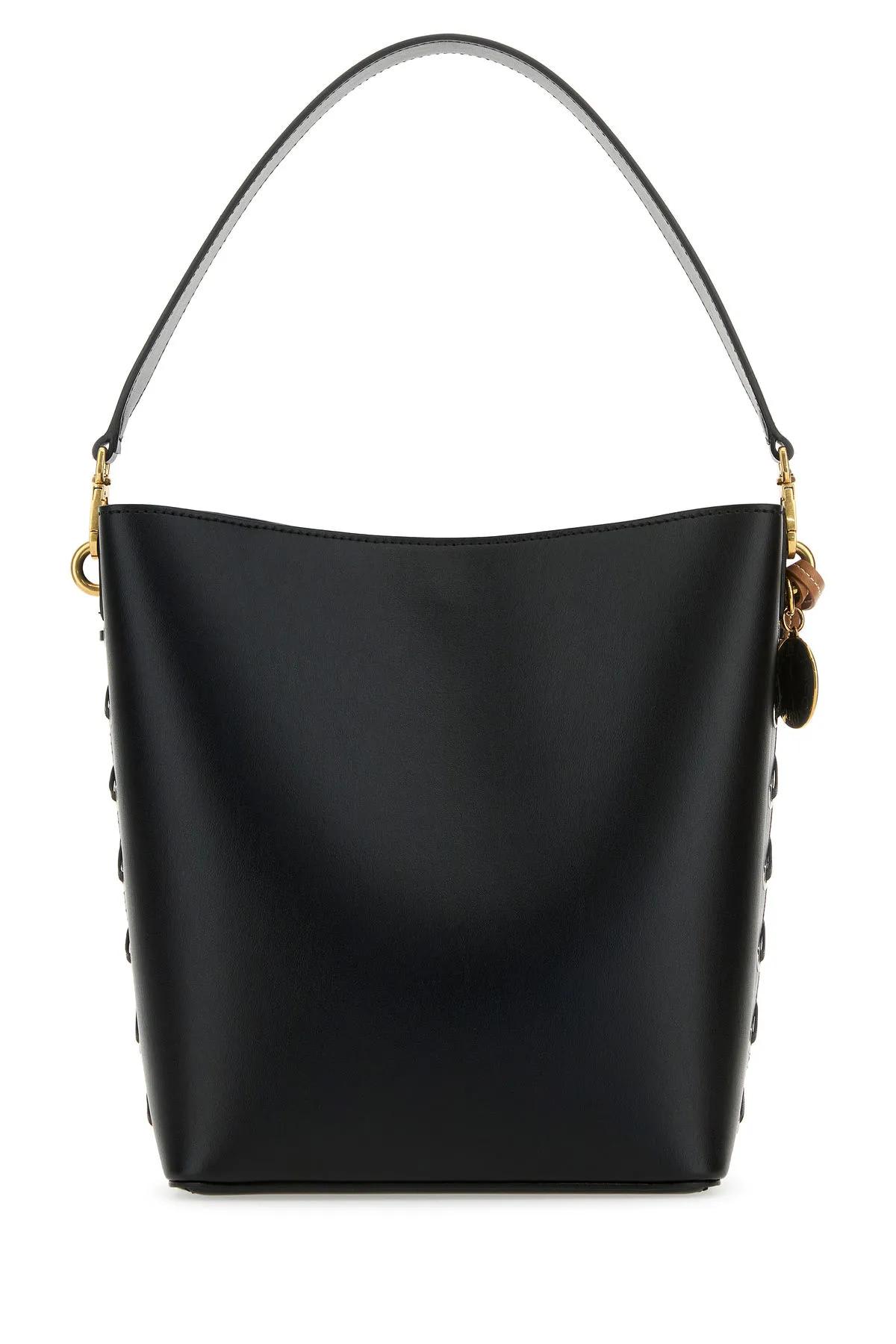 Shop Stella Mccartney Black Alter Mat Frayme Bucket Bag