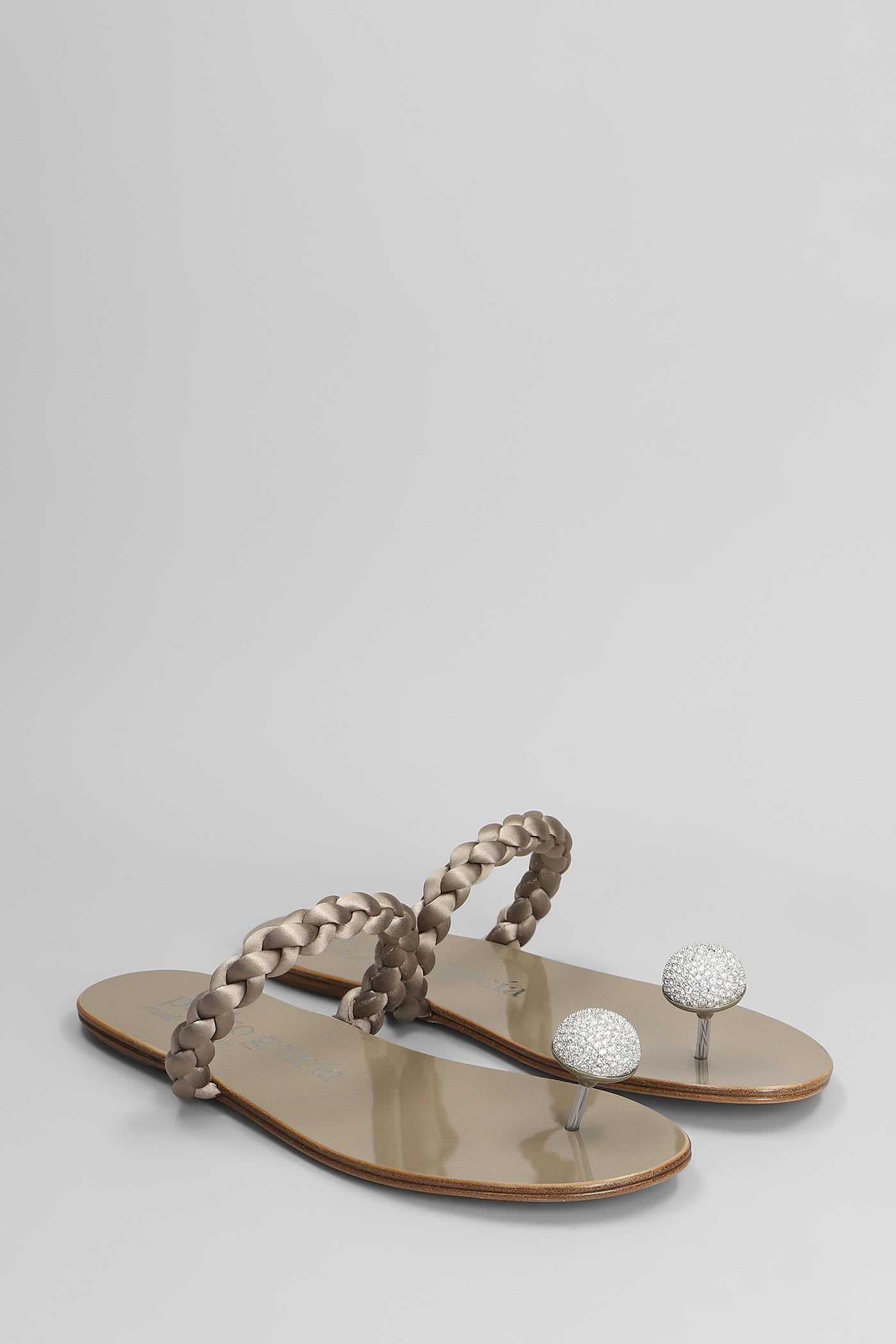 Pedro Garcia Pipa Flats In Silver Satin In Silver
