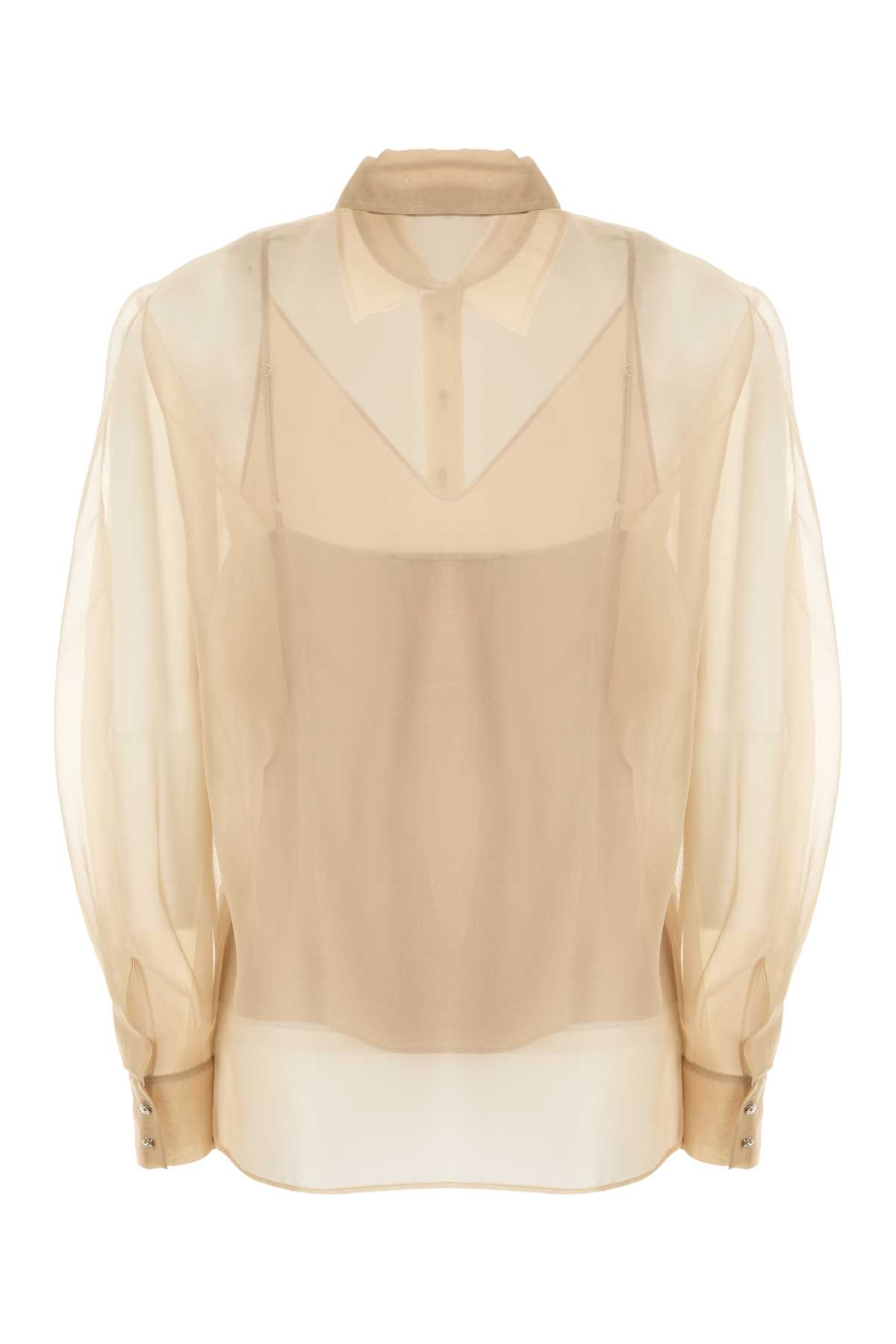 Max Mara Camicia Ovale In Organza Beige  Donna
