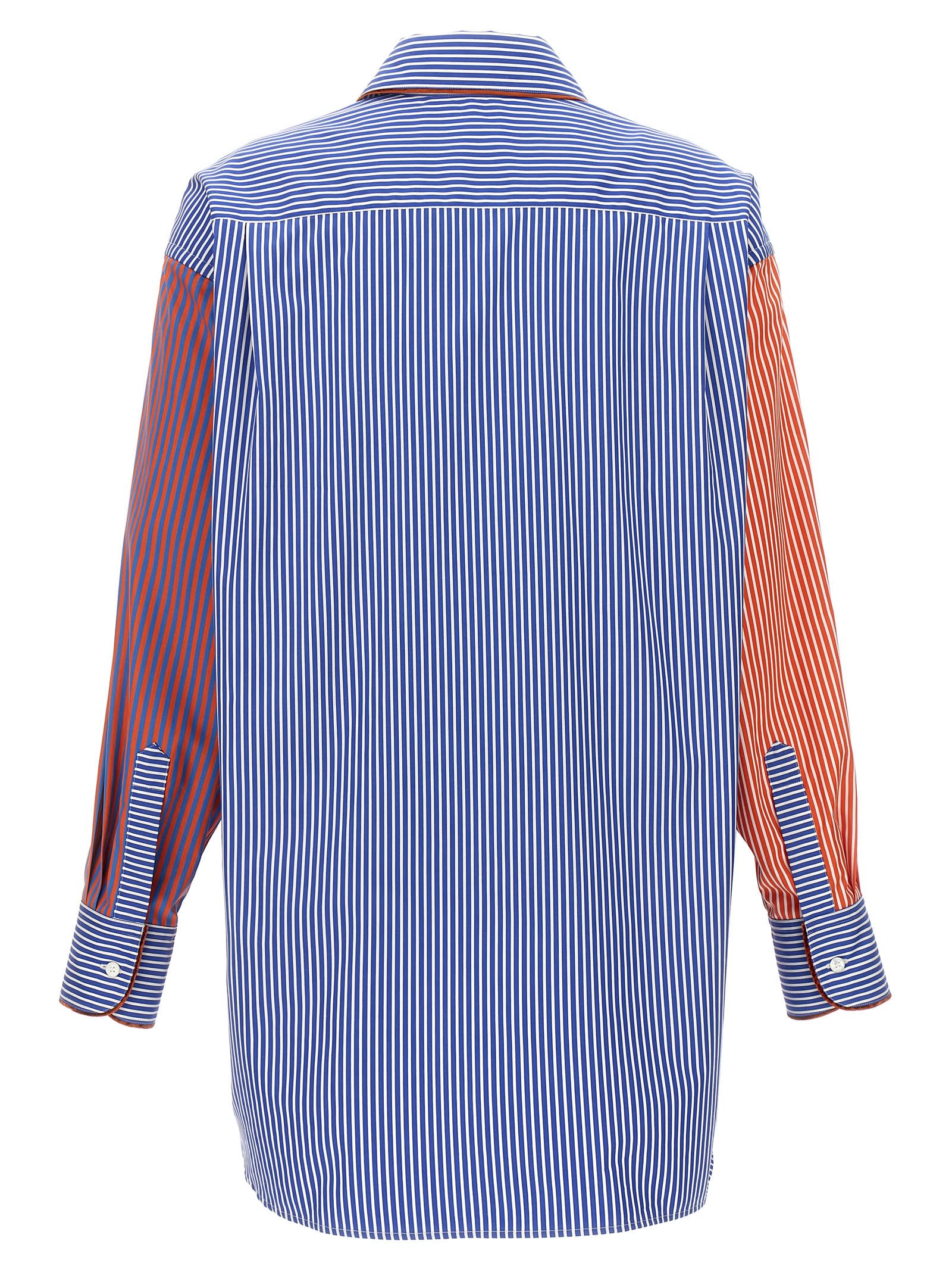 Etro Oversized Striped Cotton Poplin Patchwork-style Shirt In Multicolor