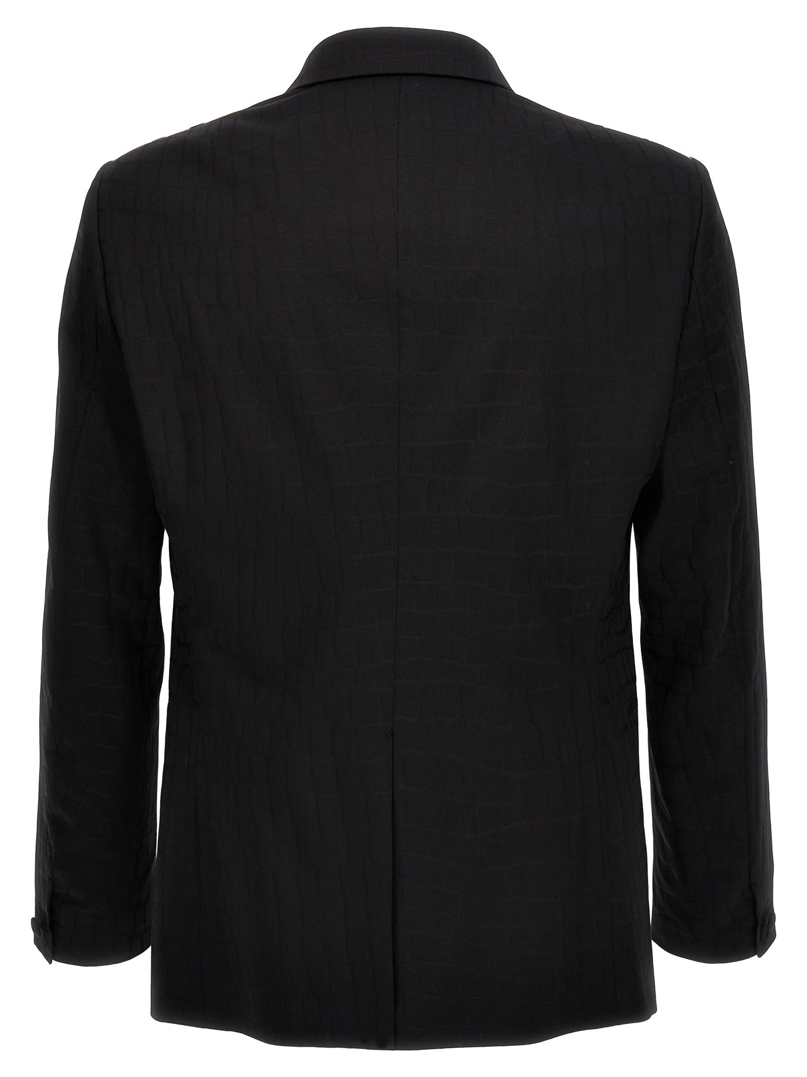 Shop Versace Crocodile Jacquard Blazer In Black
