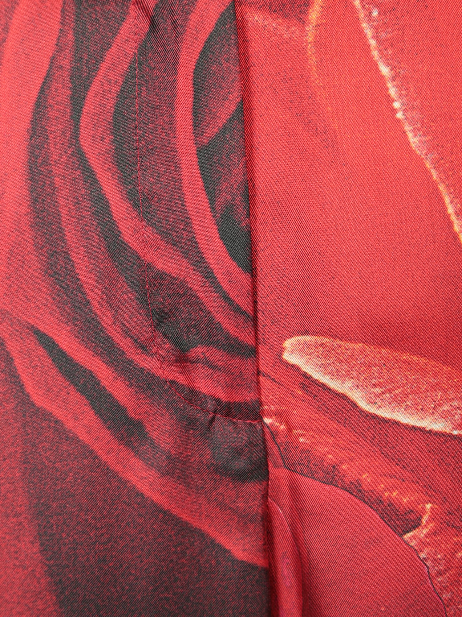 Roberto Cavalli Garden Rose Red Silk Trousers