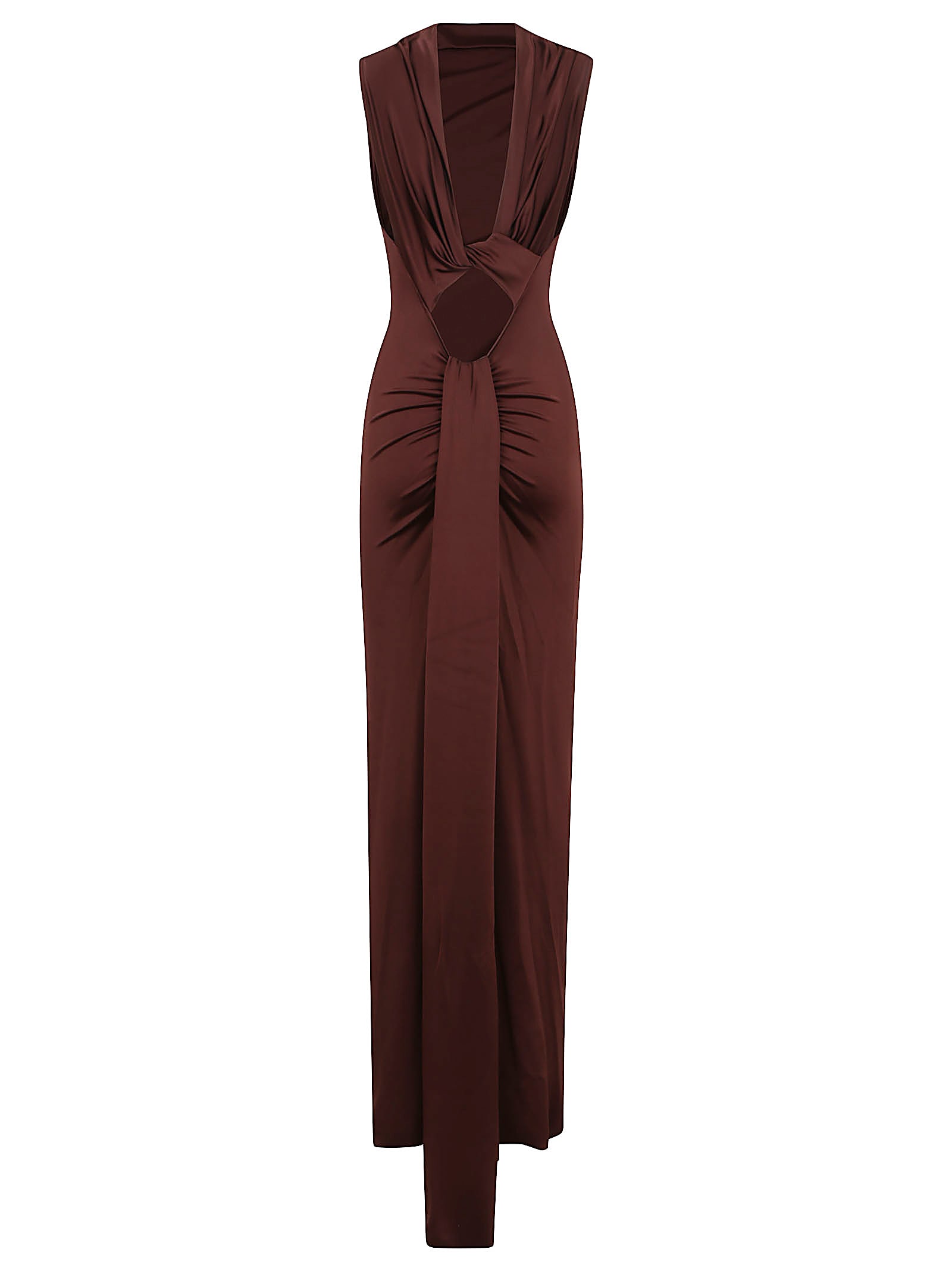 Victoria Beckham Womens Coco Twisted Sleeveless Stretch-woven Maxi Dress In Brown
