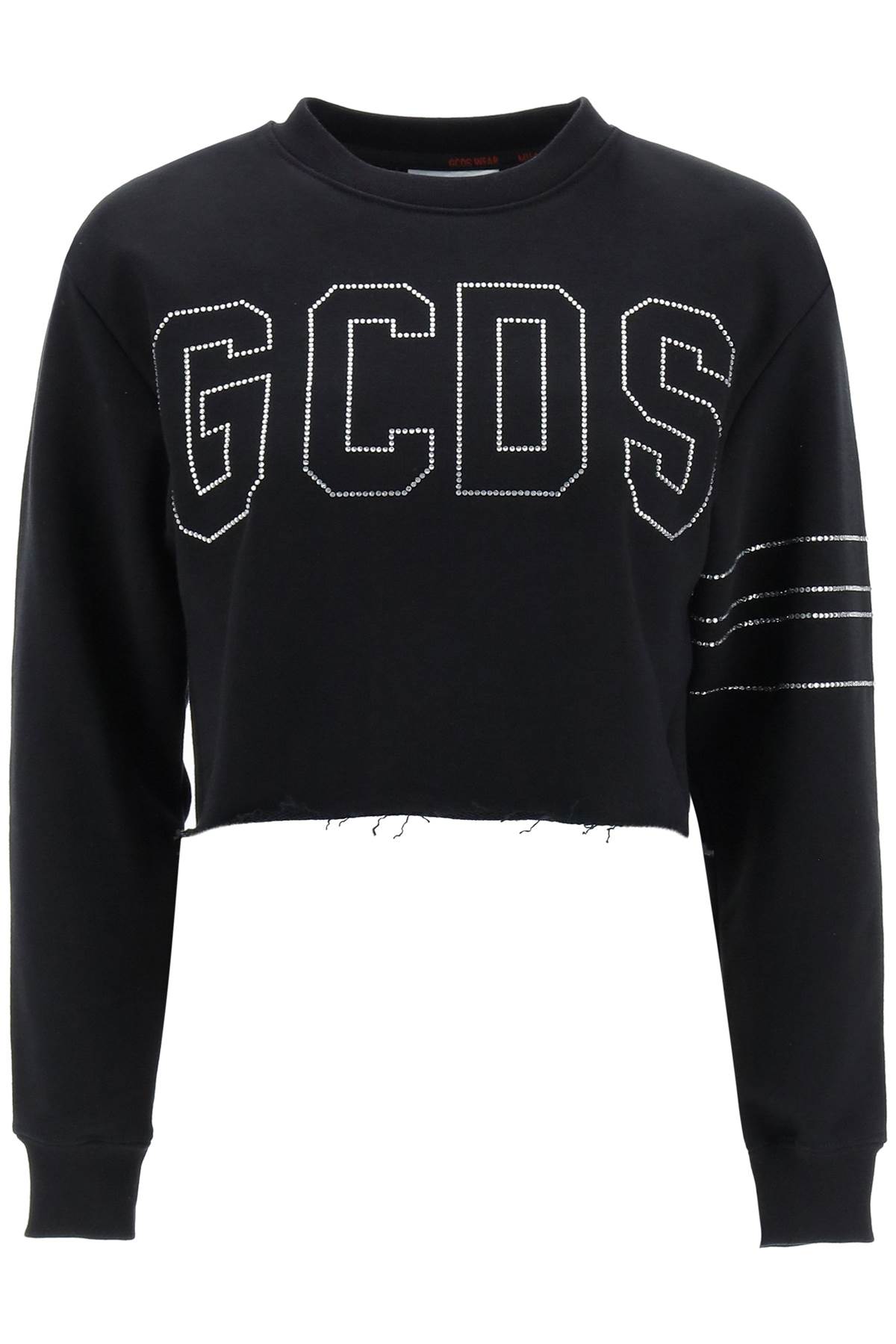 GCDS Cropped Sweatshirt With Rhinestone Logo