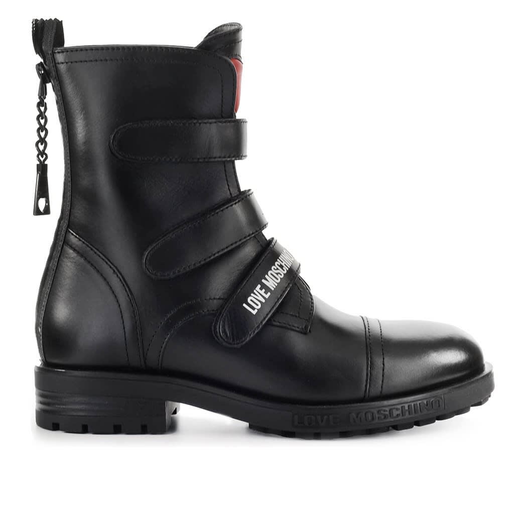 Love Moschino Black Combat Boot With Straps