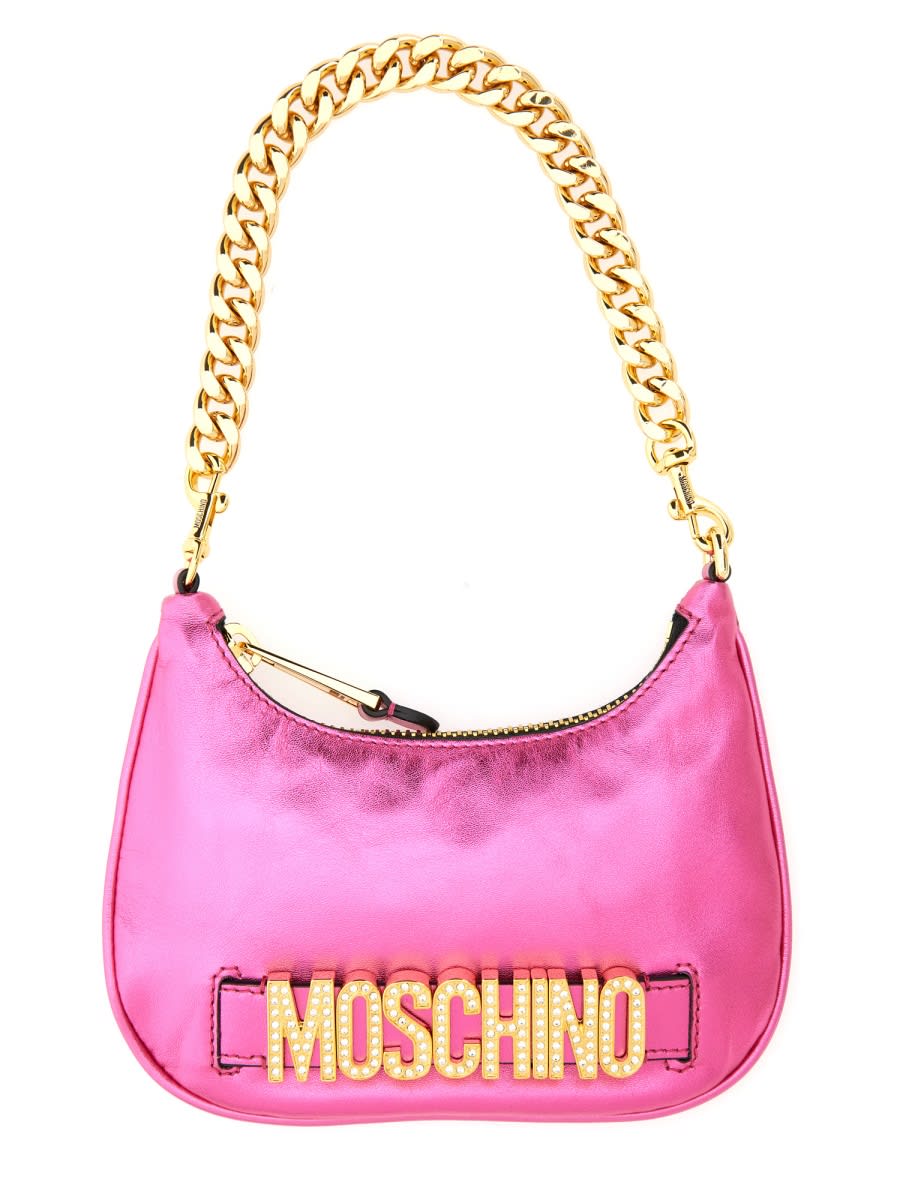 Shop Moschino Bag With Lettering Logo In Pink