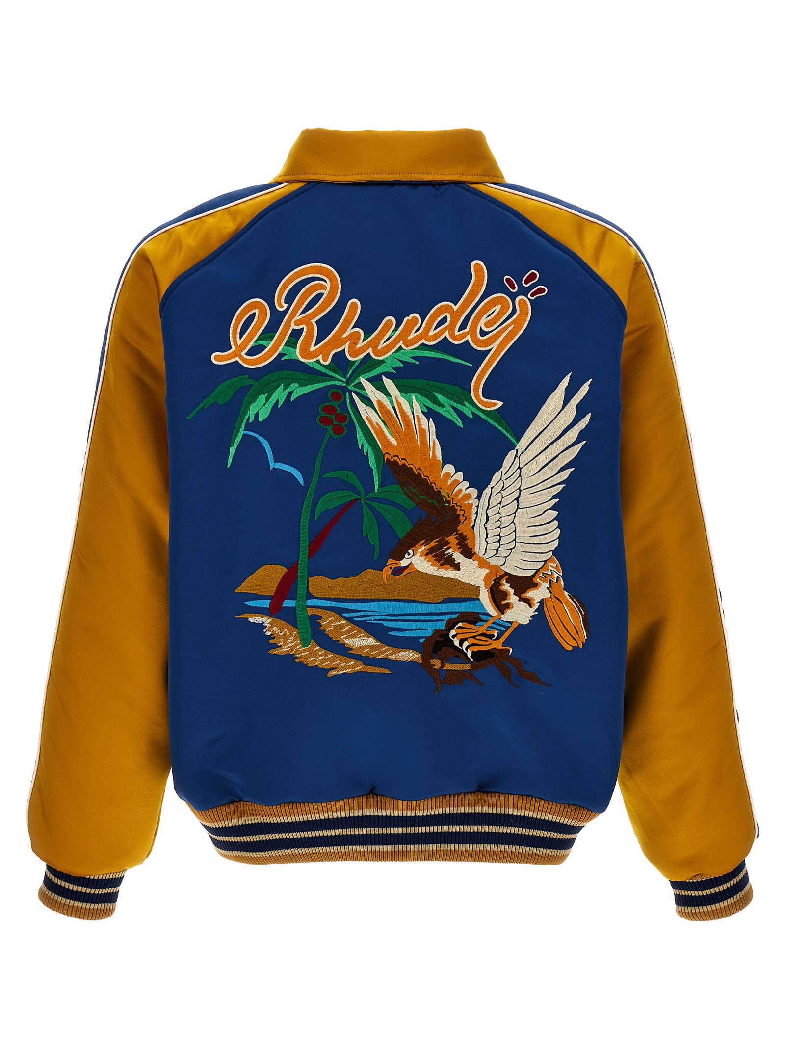 Shop Rhude Palm Eagles Souvenir Bomber Jacket In Multicolor