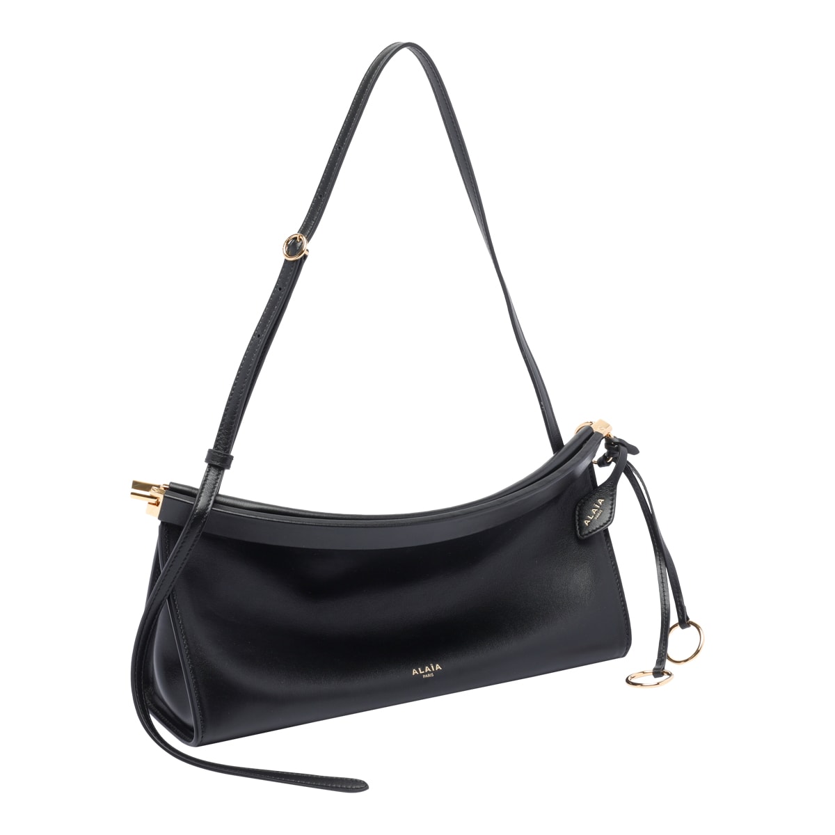 Alaïa Le Click Medium Shoulder Bag In Glossy Leather In Noir