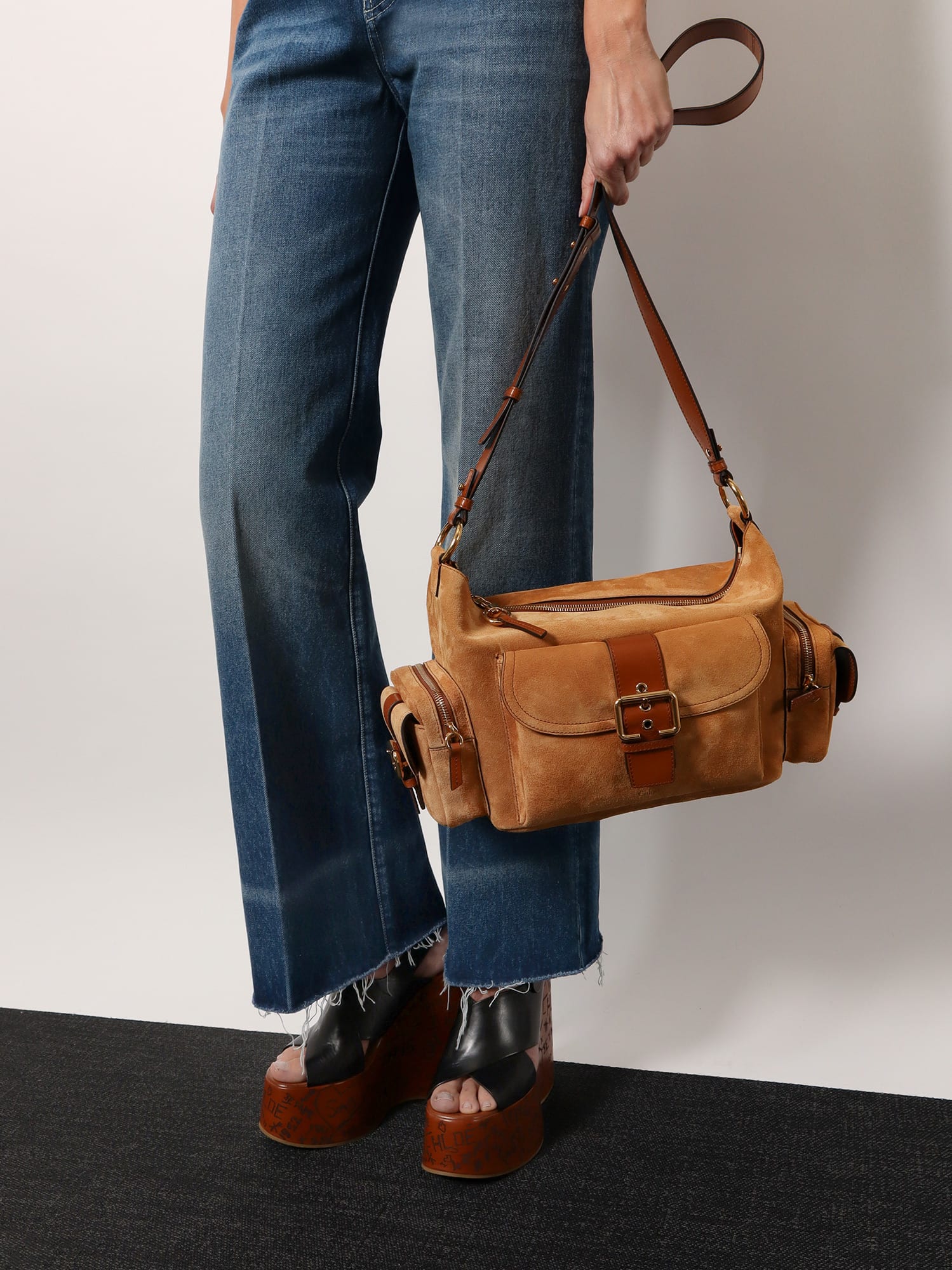Shop Chloé Camera Bag Suede Shoulder Bag In Brown